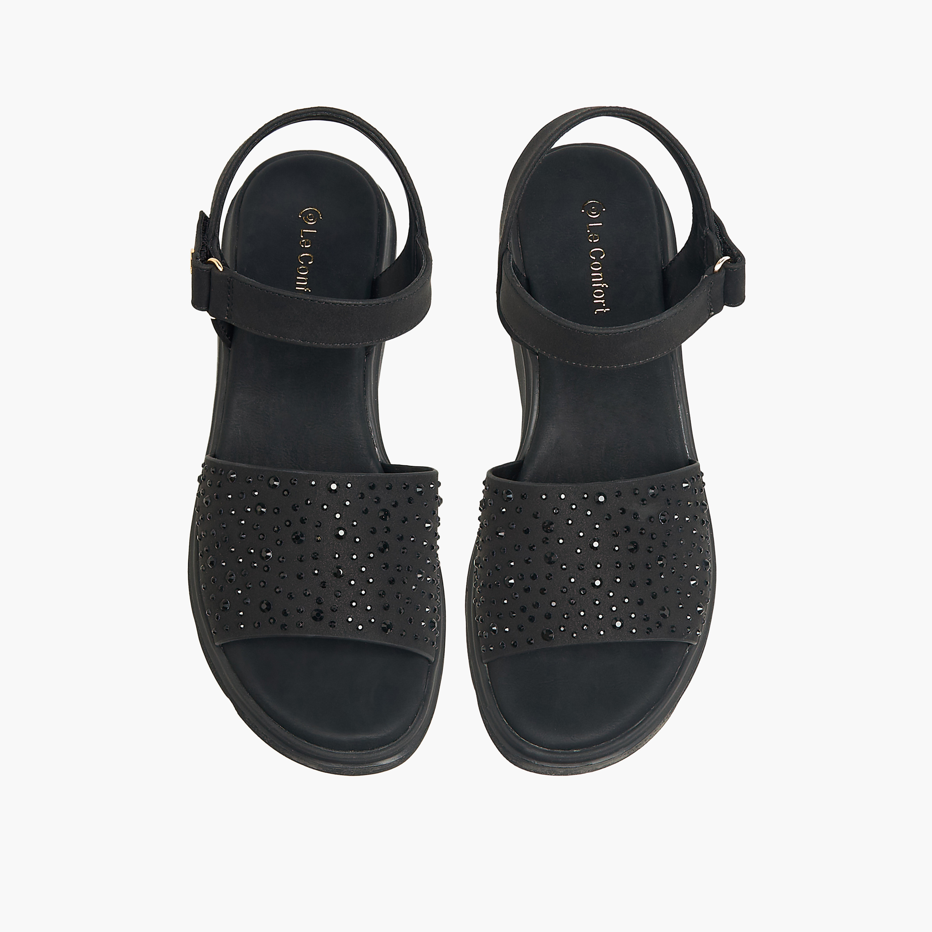 صندل نسائي مزين بكعب عريض من لو كونفورت-women-shoes-sandals-heeled-image-1
