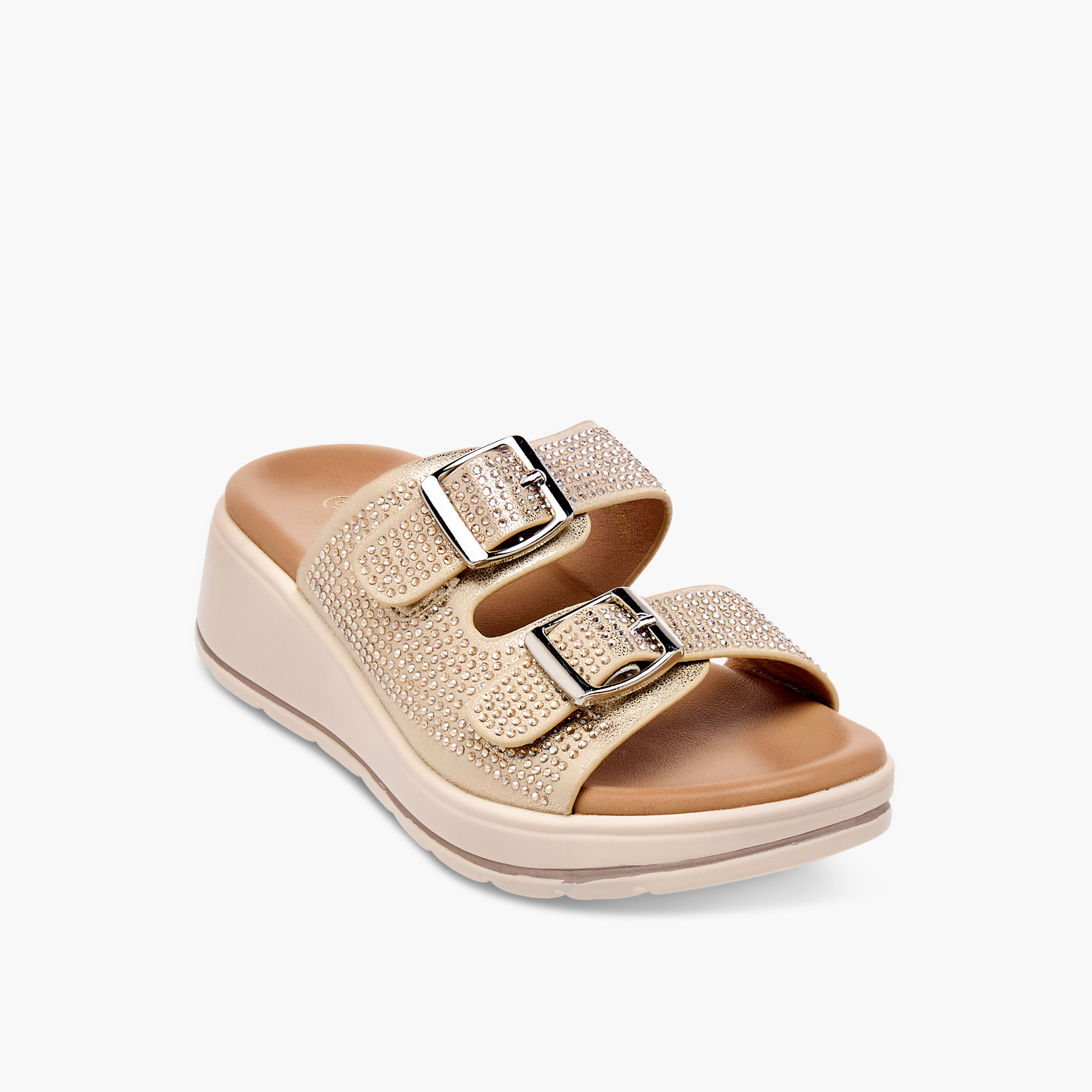 Le Confort Studded Slip-On Sandals with Buckle Detail-girls-shoes-sandals-image-8