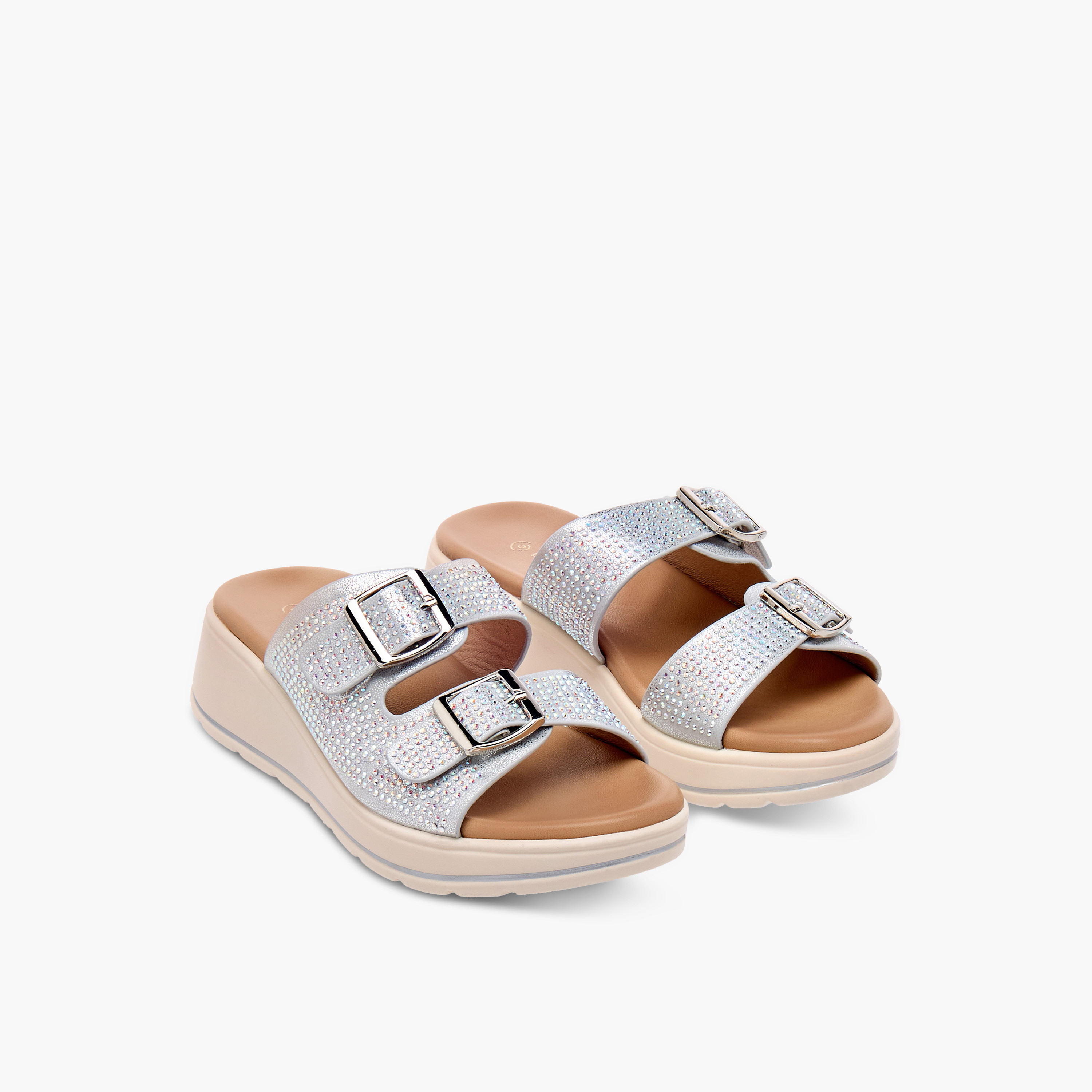 Le Confort Studded Slip-On Sandals with Buckle Detail-girls-shoes-sandals-image-1