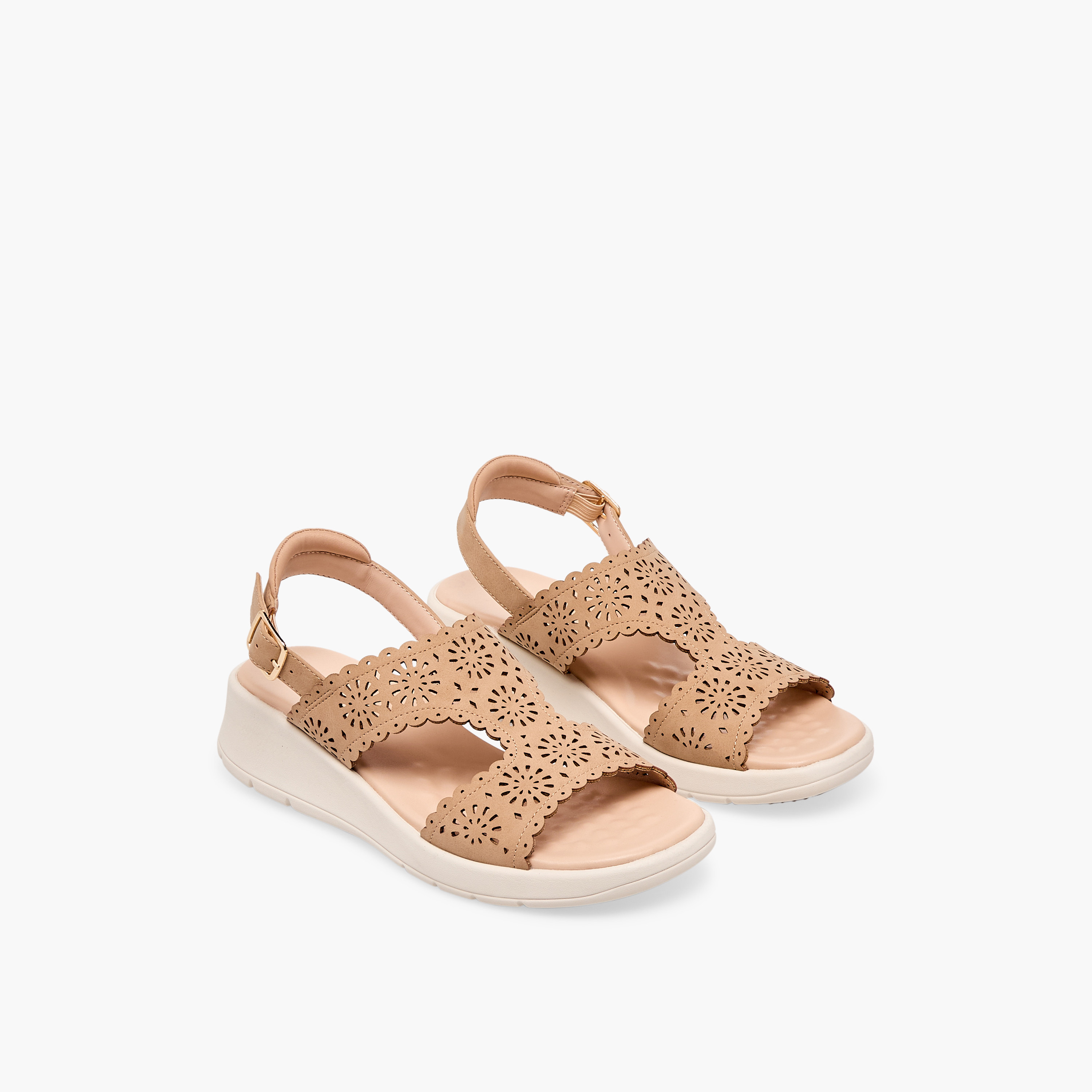Le Confort Women Laser Cut Strap Sandals-women-shoes-sandals-heeled-image-1