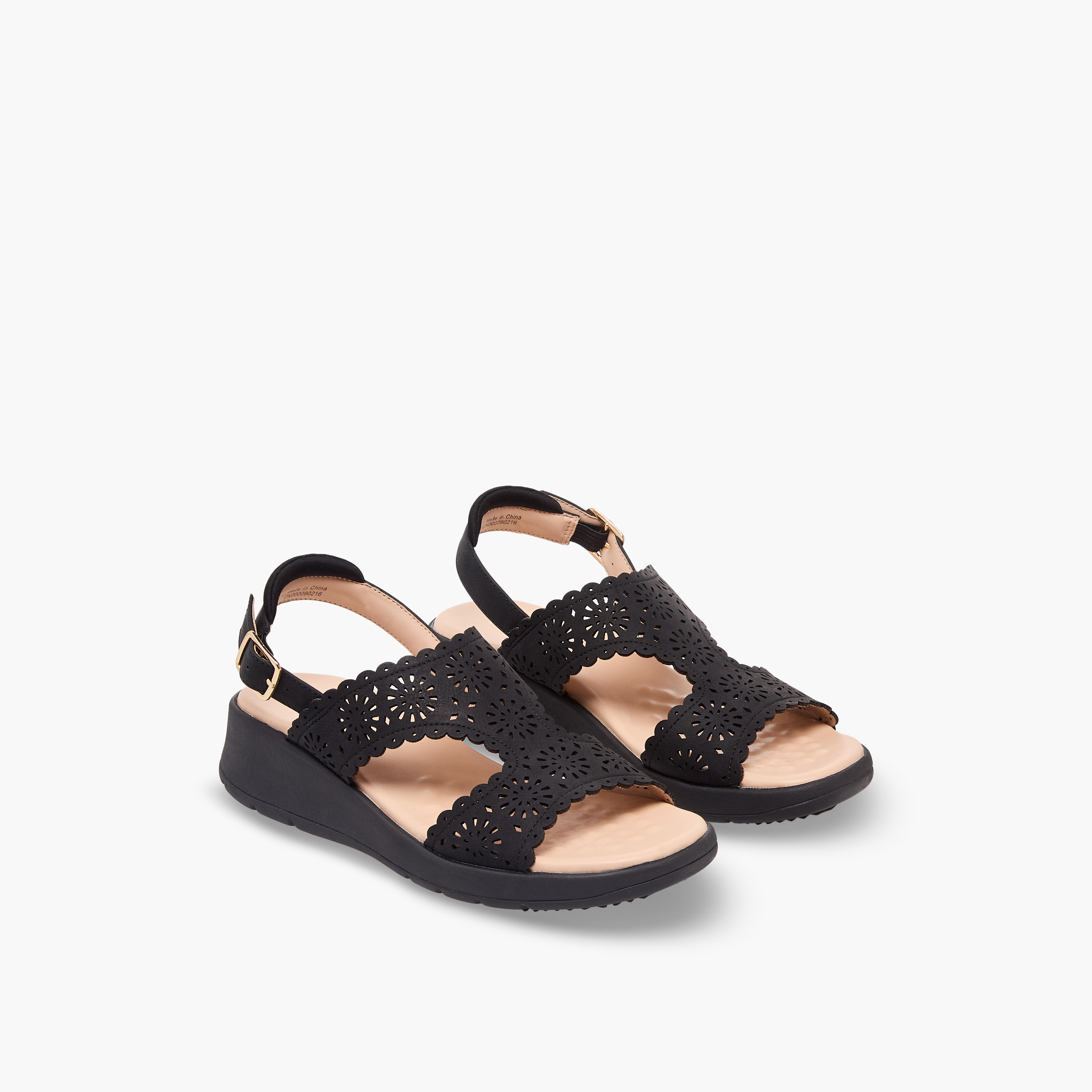 Le Confort Women Laser Cut Strap Sandals-women-shoes-sandals-heeled-image-1