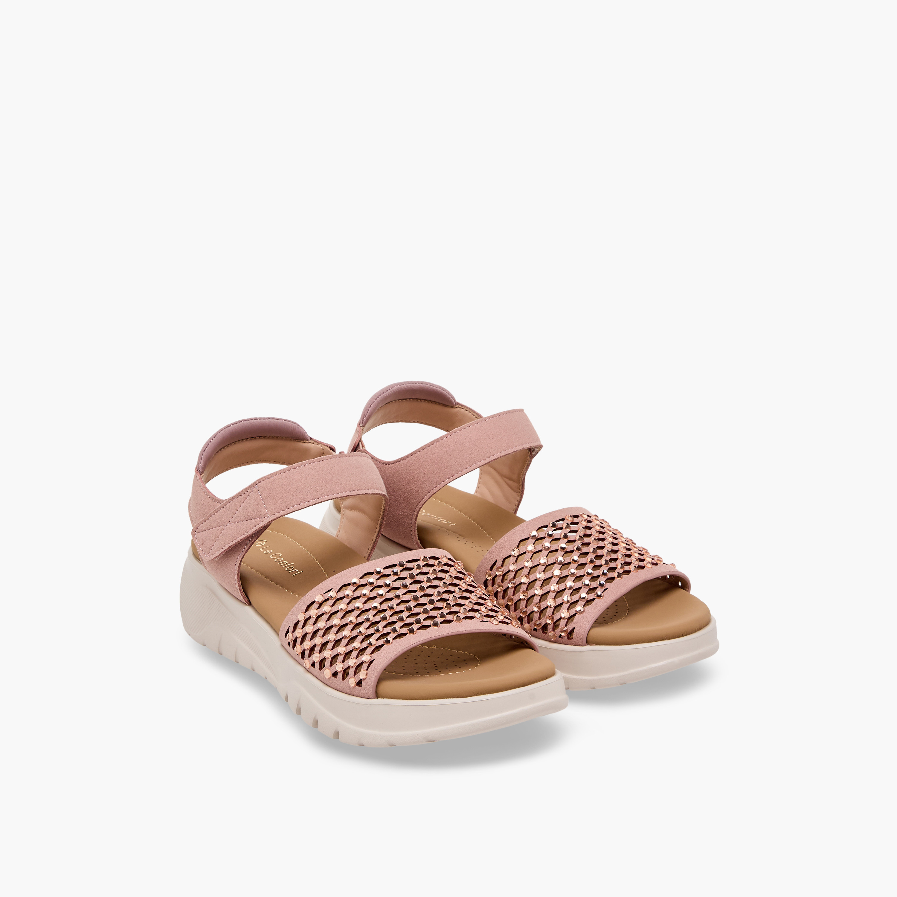 صندل مريح مزين بأحجار لامعة للنساء من لو كونفورت-women-shoes-sandals-heeled-image-1