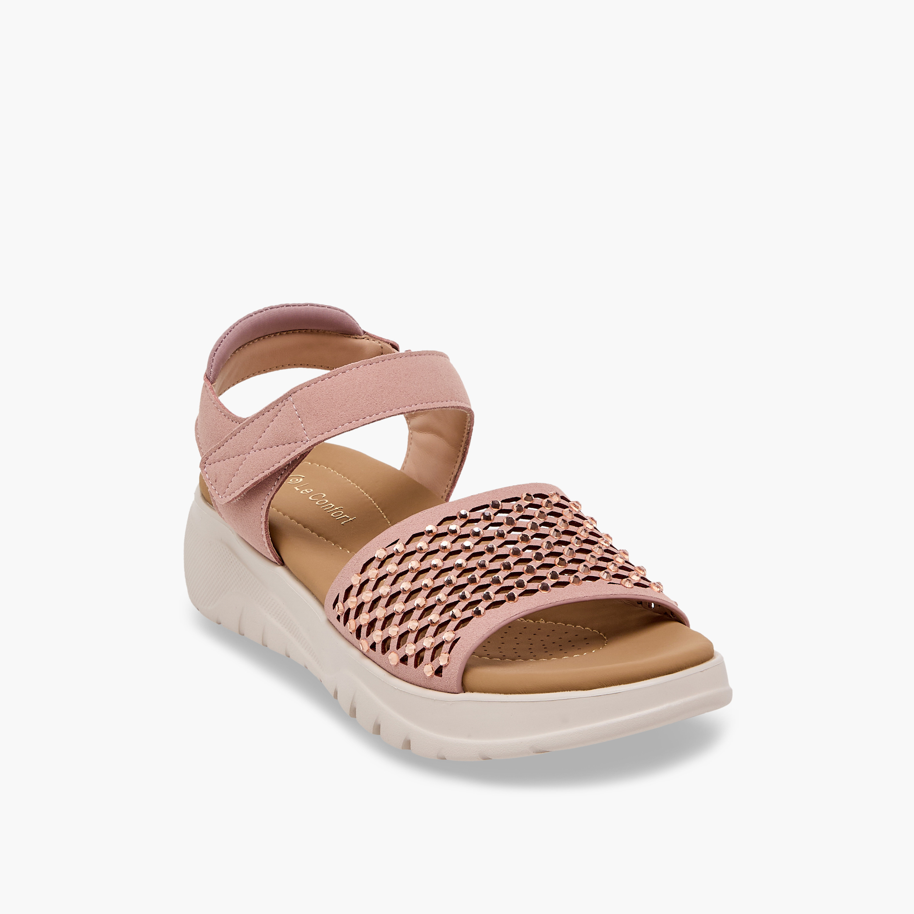 صندل مريح مزين بأحجار لامعة للنساء من لو كونفورت-women-shoes-sandals-heeled-image-2