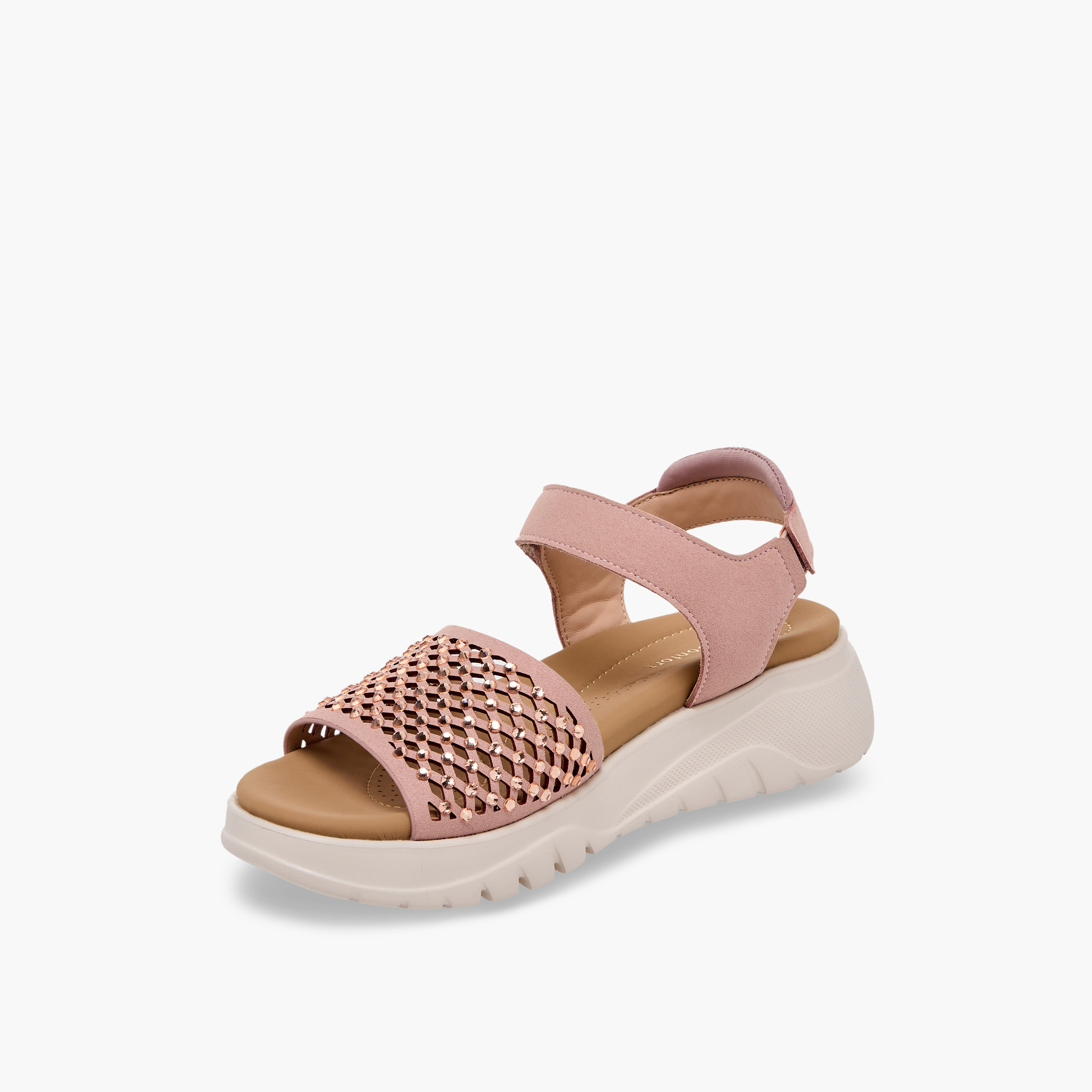 صندل مريح مزين بأحجار لامعة للنساء من لو كونفورت-women-shoes-sandals-heeled-image-4