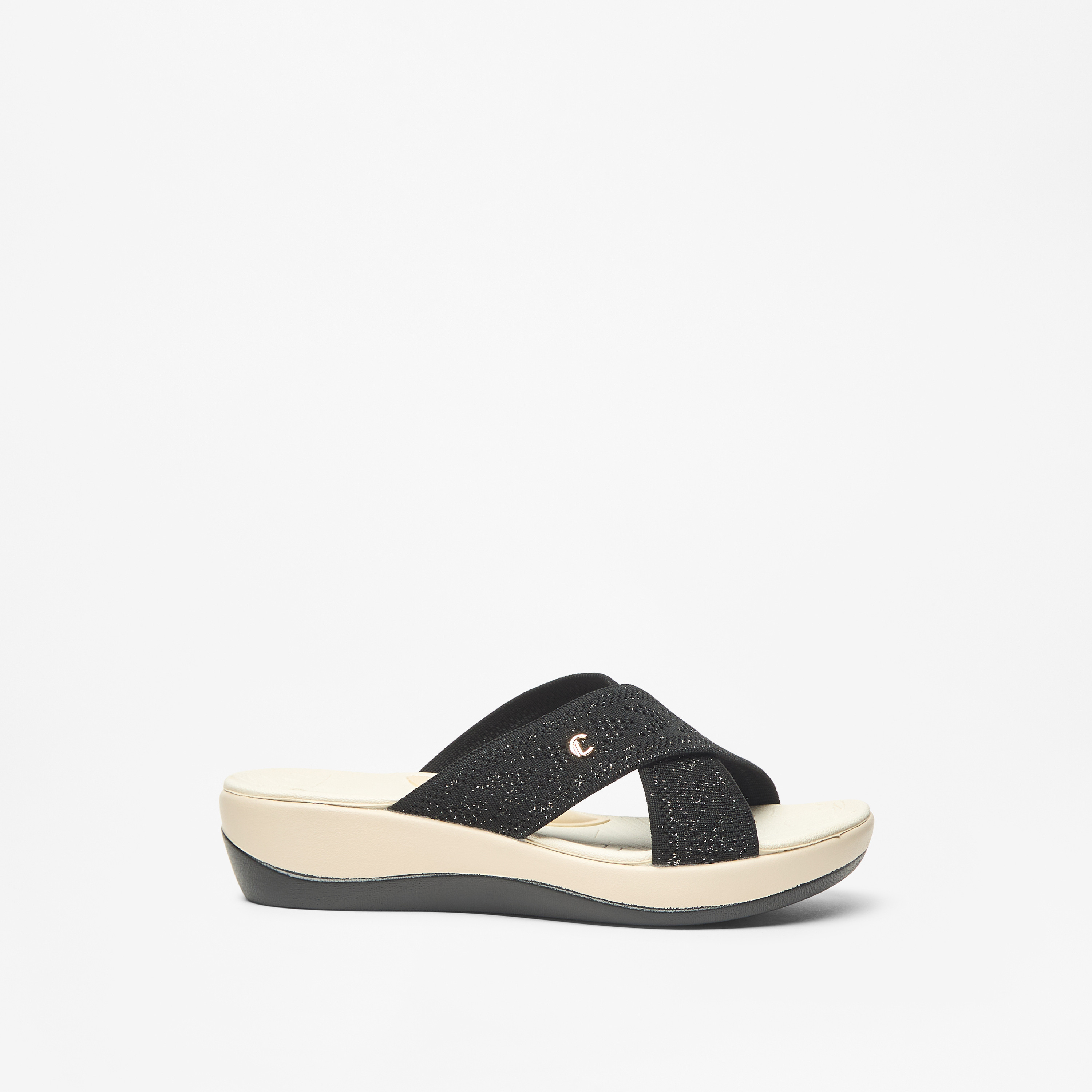 Le Confort Textured Cross Strap Slip-On Flatform Comfort Sandals-women-shoes-heels-image-9