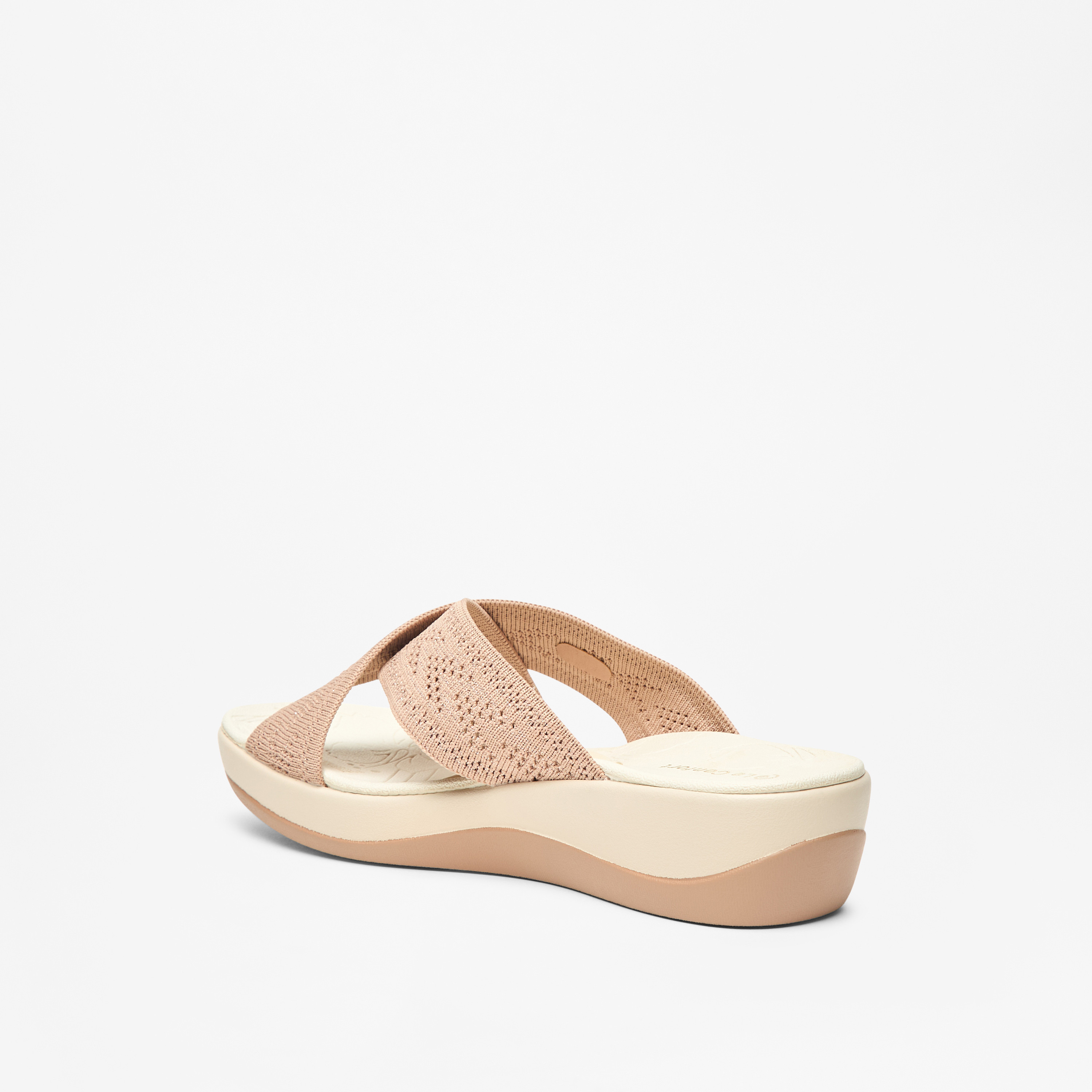 Le Confort Textured Cross Strap Slip-On Flatform Comfort Sandals-women-shoes-heels-image-2