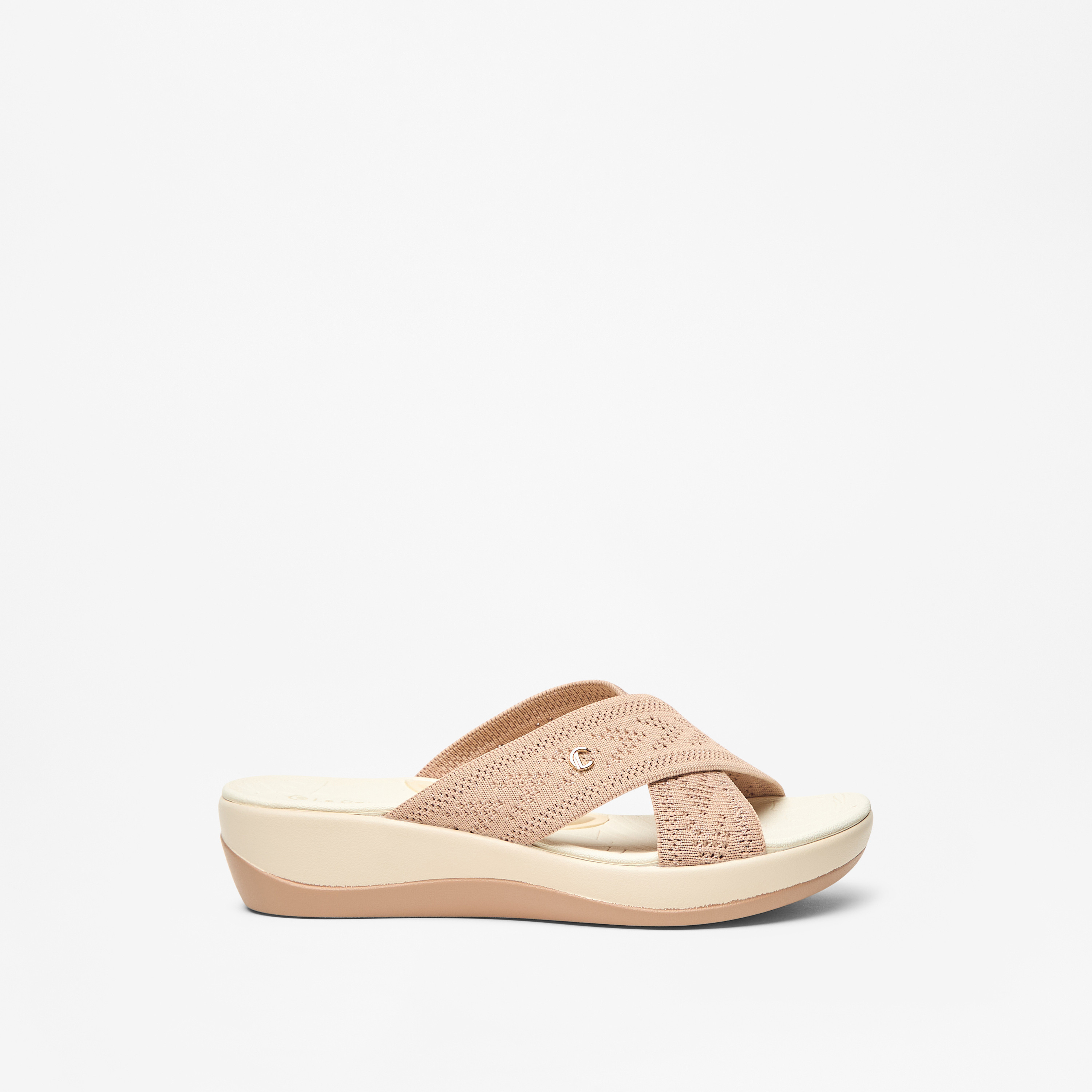 صندل مريح سهل الارتداء بارز الملمس بحزام متقاطع وكعب فلاتفورم من لو كونفورت-women-shoes-heels-image-3
