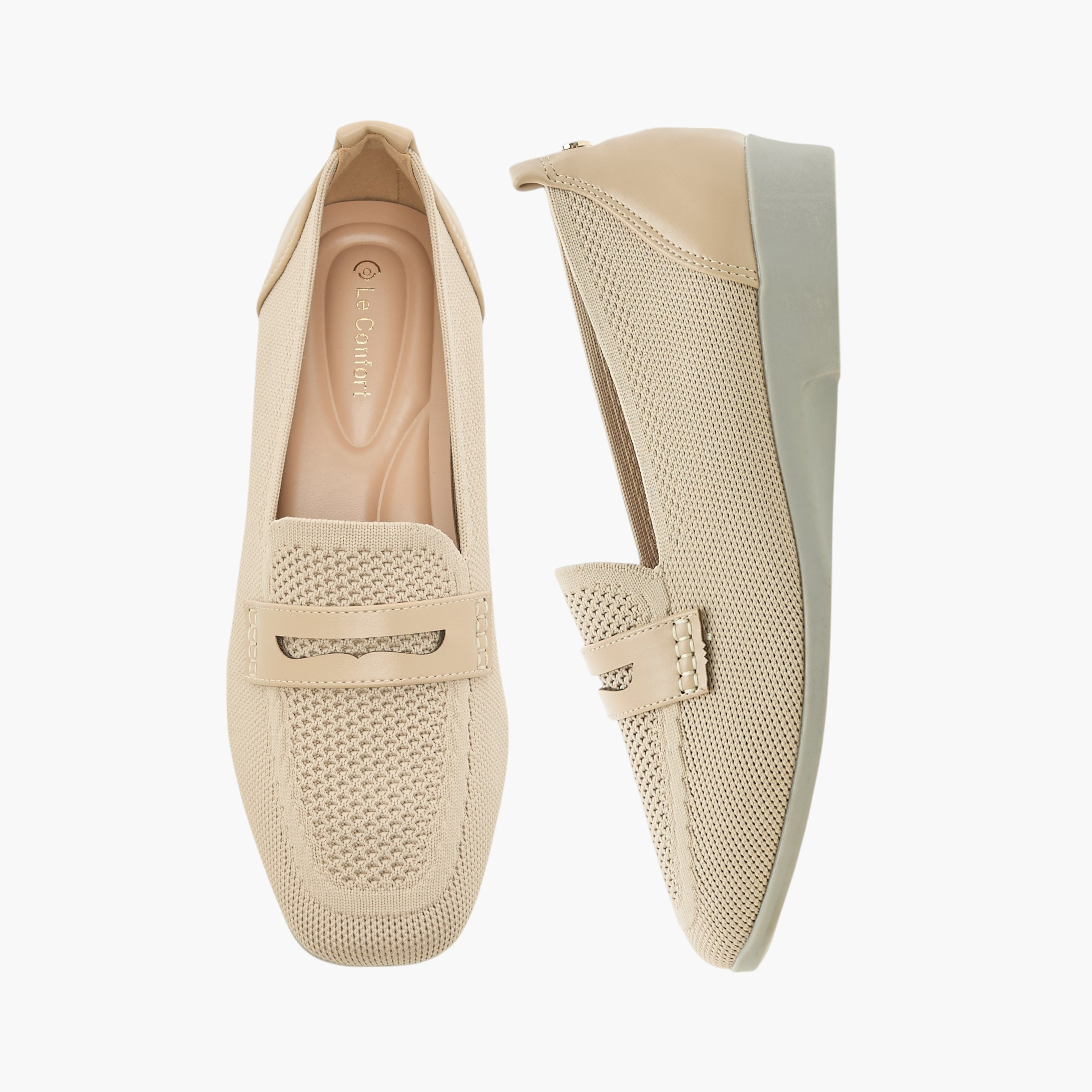 Le Confort Flyknit Textured Slip-On Loafers with Platform Heels-women-shoes-loafersandmoccasins-image-1