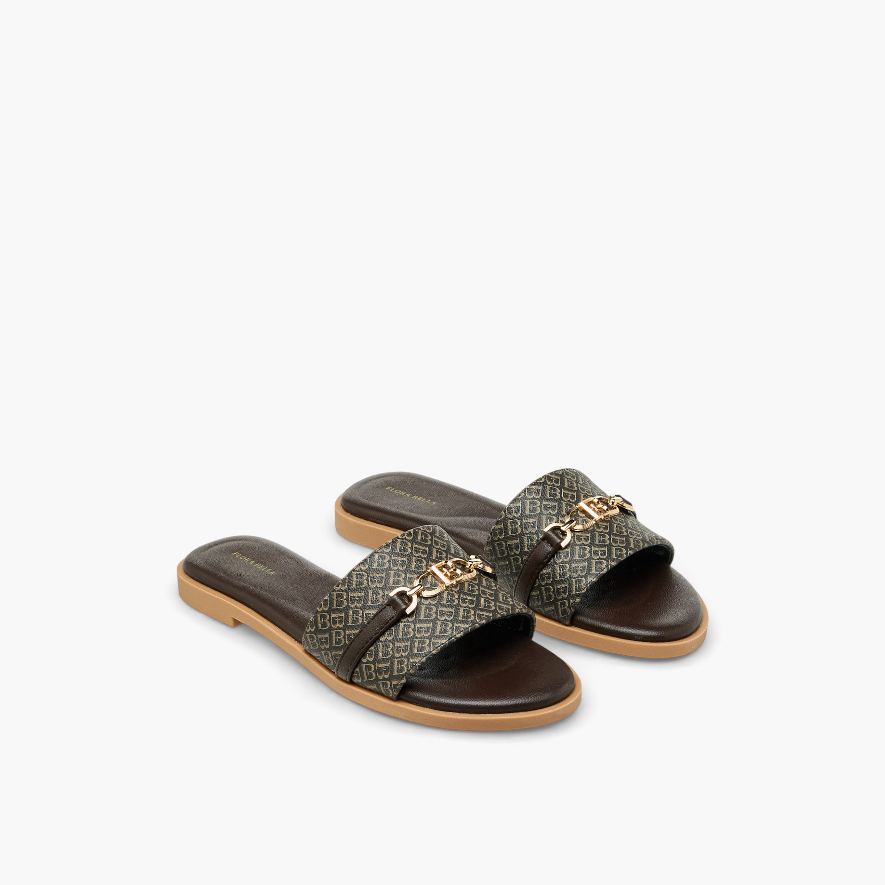صندل سهل الارتداء بطبعات مونوجرام للنساء من فلورا بيلا-women-shoes-flats-sandals-image-1