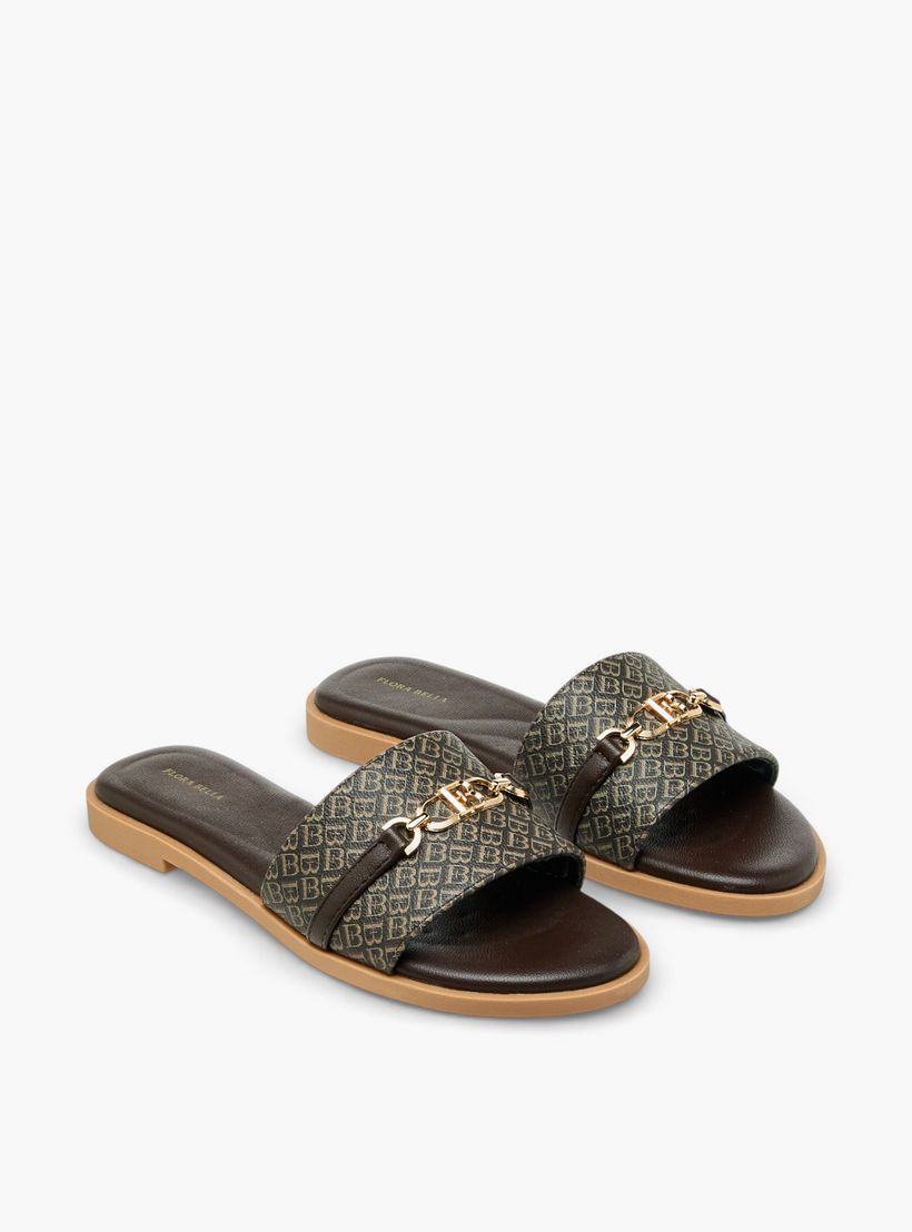صندل سهل الارتداء بطبعات مونوجرام للنساء من فلورا بيلا-women-shoes-flats-sandals-image-1