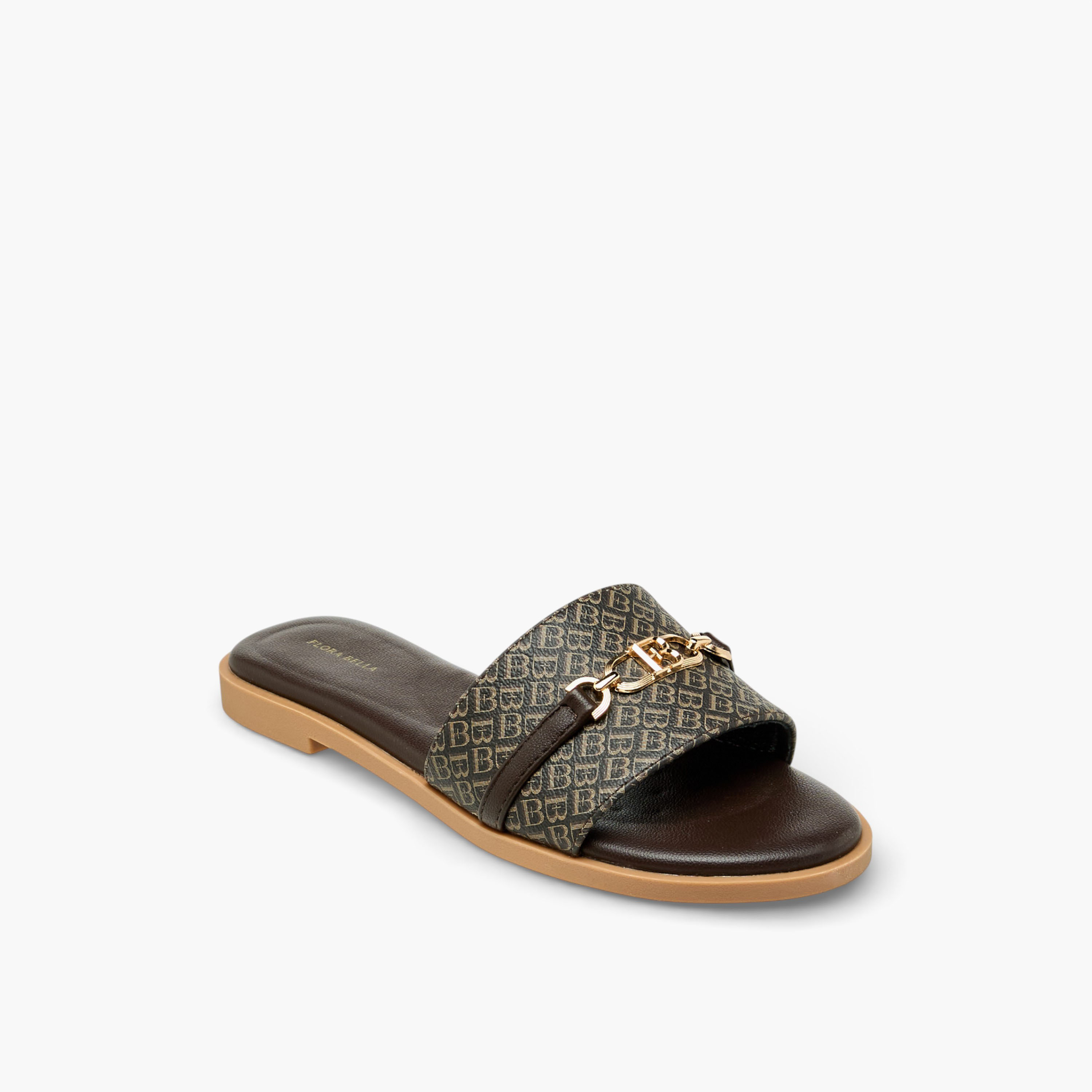 صندل سهل الارتداء بطبعات مونوجرام للنساء من فلورا بيلا-women-shoes-flats-sandals-image-3