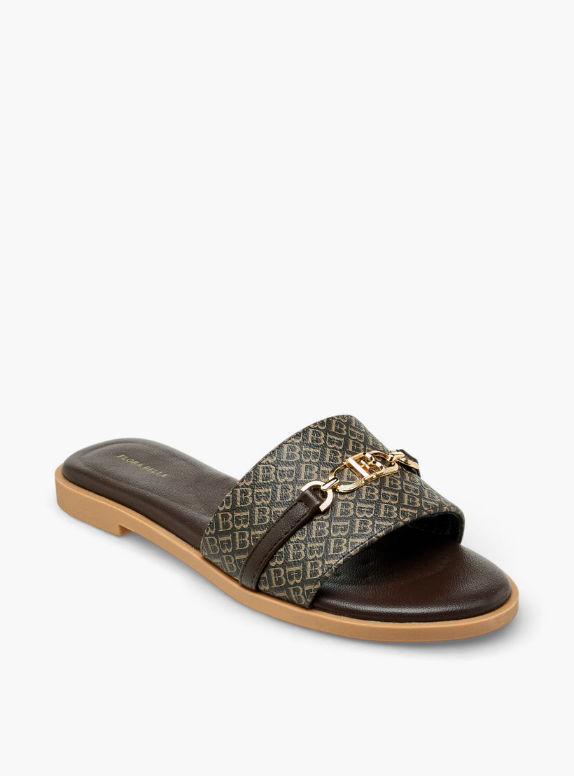 صندل سهل الارتداء بطبعات مونوجرام للنساء من فلورا بيلا-women-shoes-flats-sandals-image-3