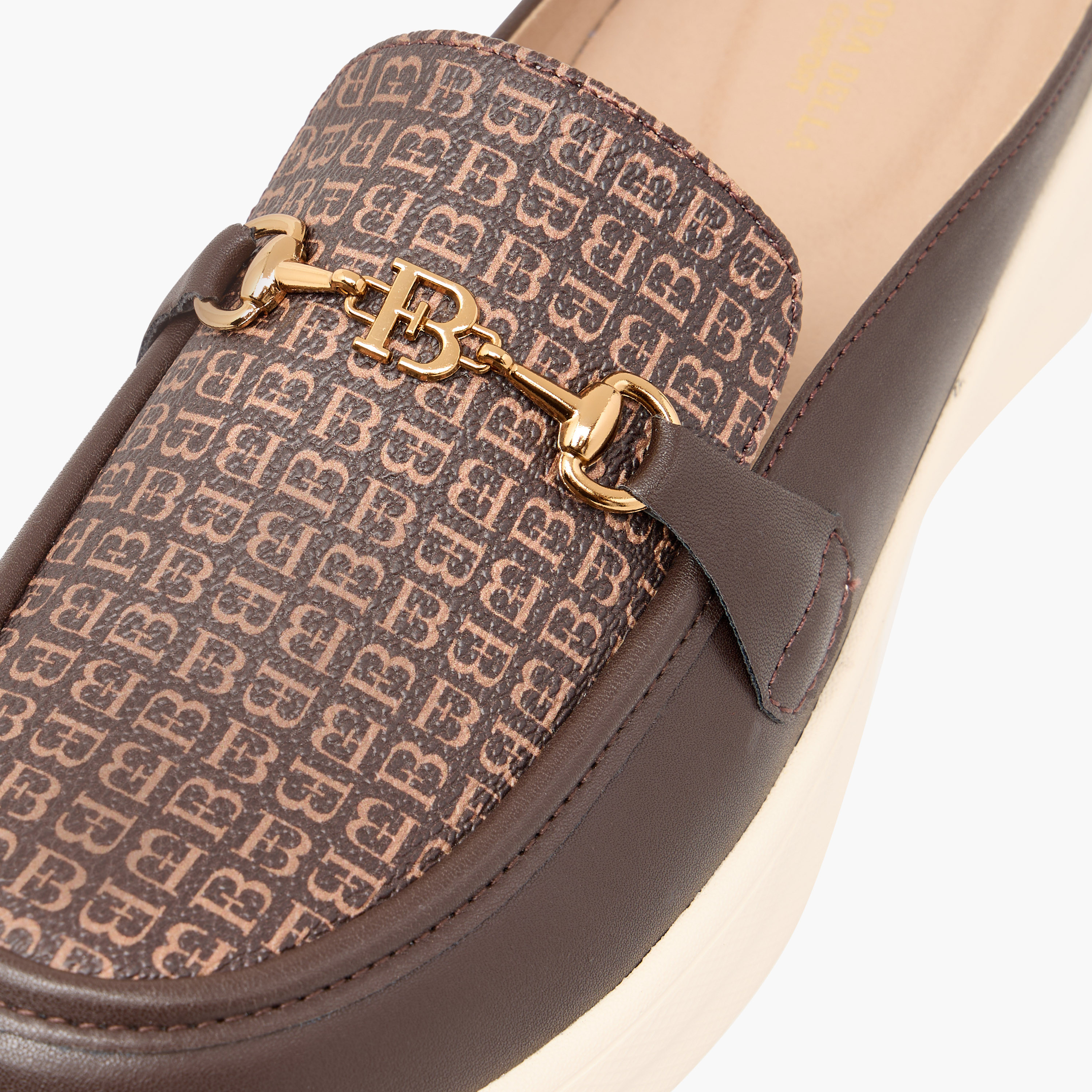 Flora Bella Monogram Print Buckle Accent Slip-On Mules-women-shoes-flats-mules-image-4
