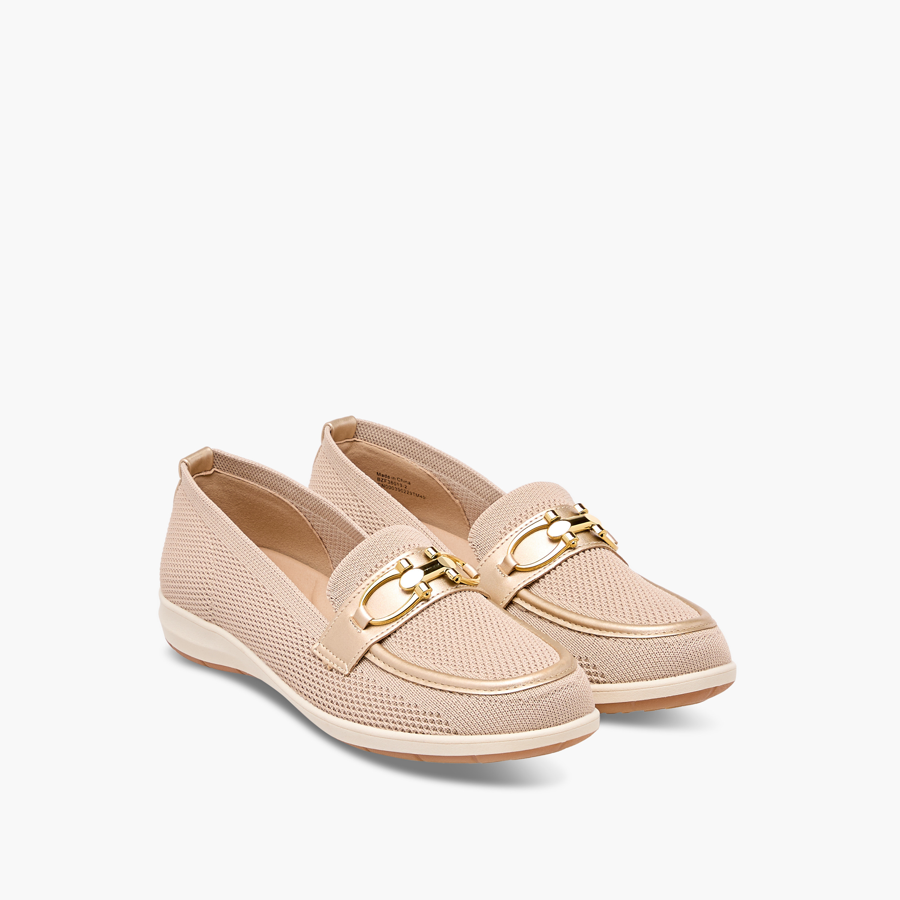 Flora Bella Textured Slip-On Loafers with Buckle Accent-women-shoes-flats-loafers-image-1