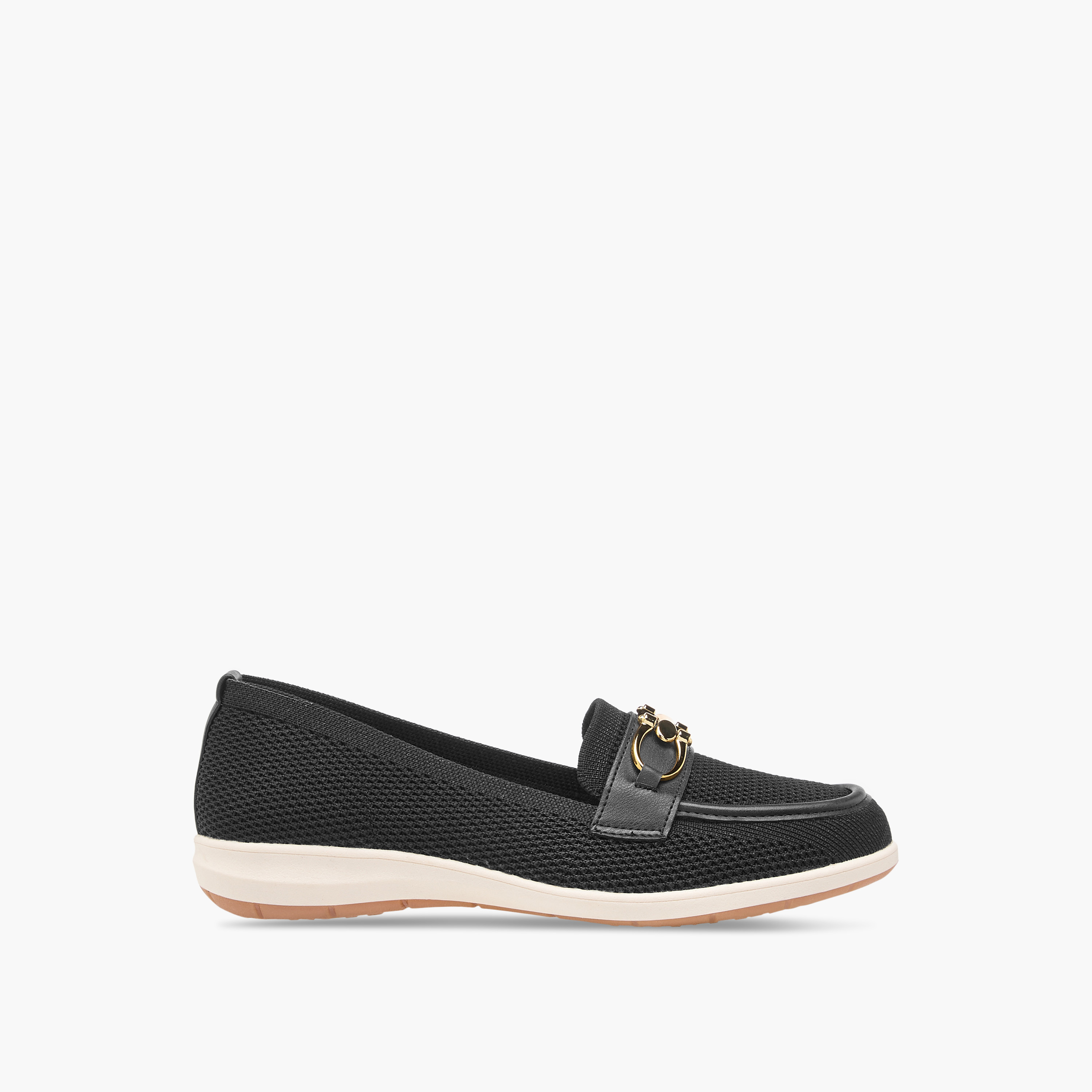 Flora Bella Textured Slip-On Loafers with Buckle Accent-women-shoes-flats-loafers-image-3