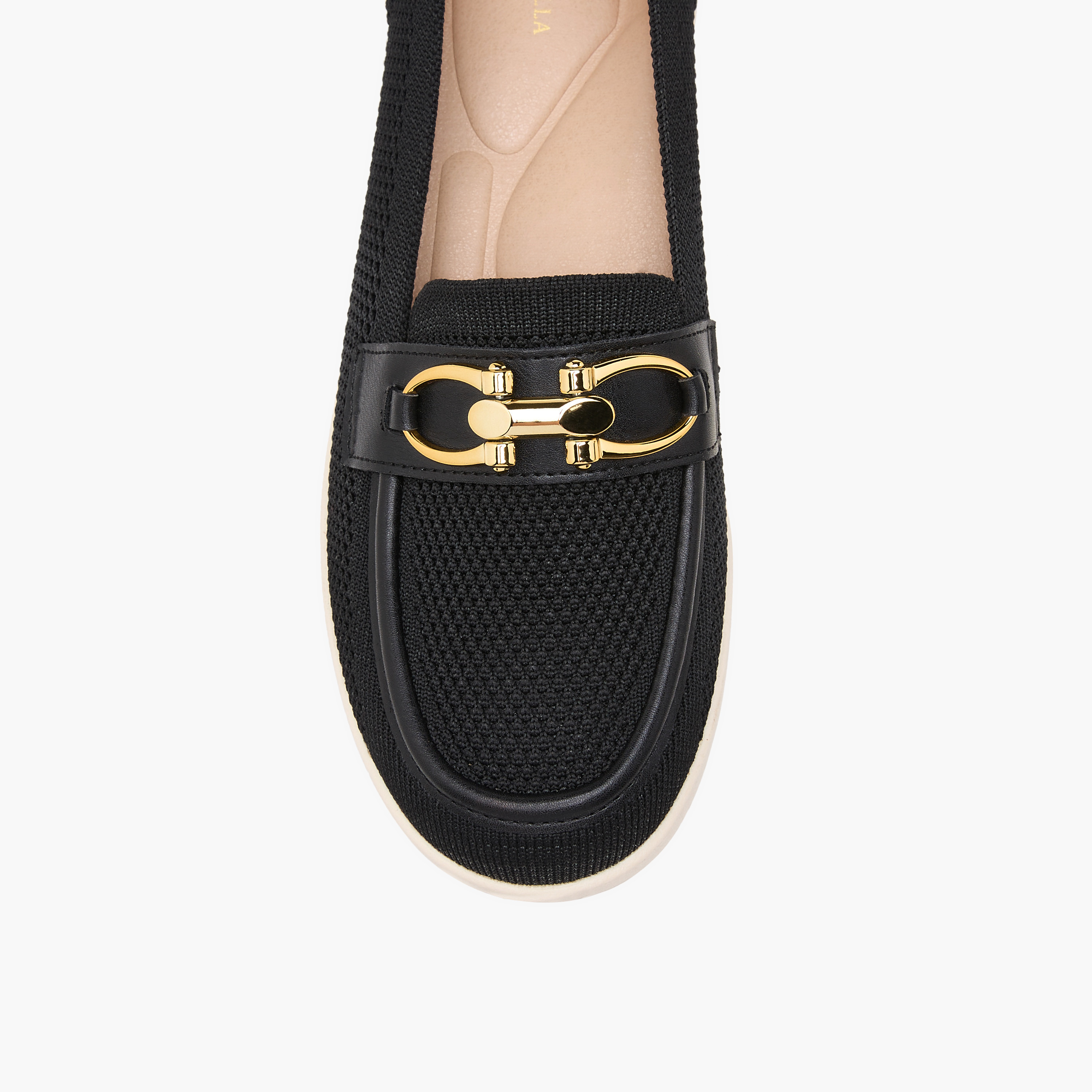 Flora Bella Textured Slip-On Loafers with Buckle Accent-women-shoes-flats-loafers-image-4