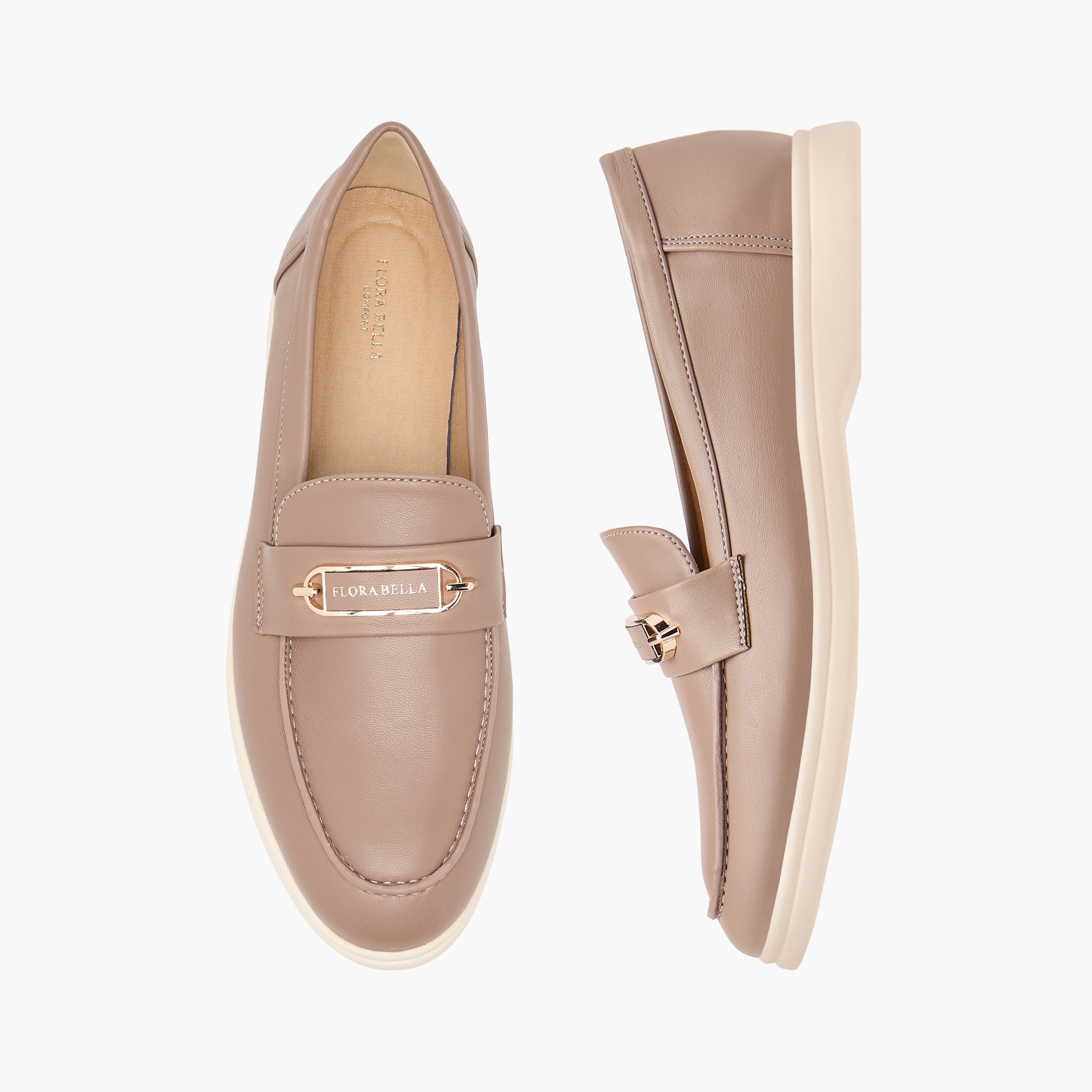 Flora Bella Solid Slip-On Loafers with Metallic Accent Detail-women-shoes-flats-loafers-image-6