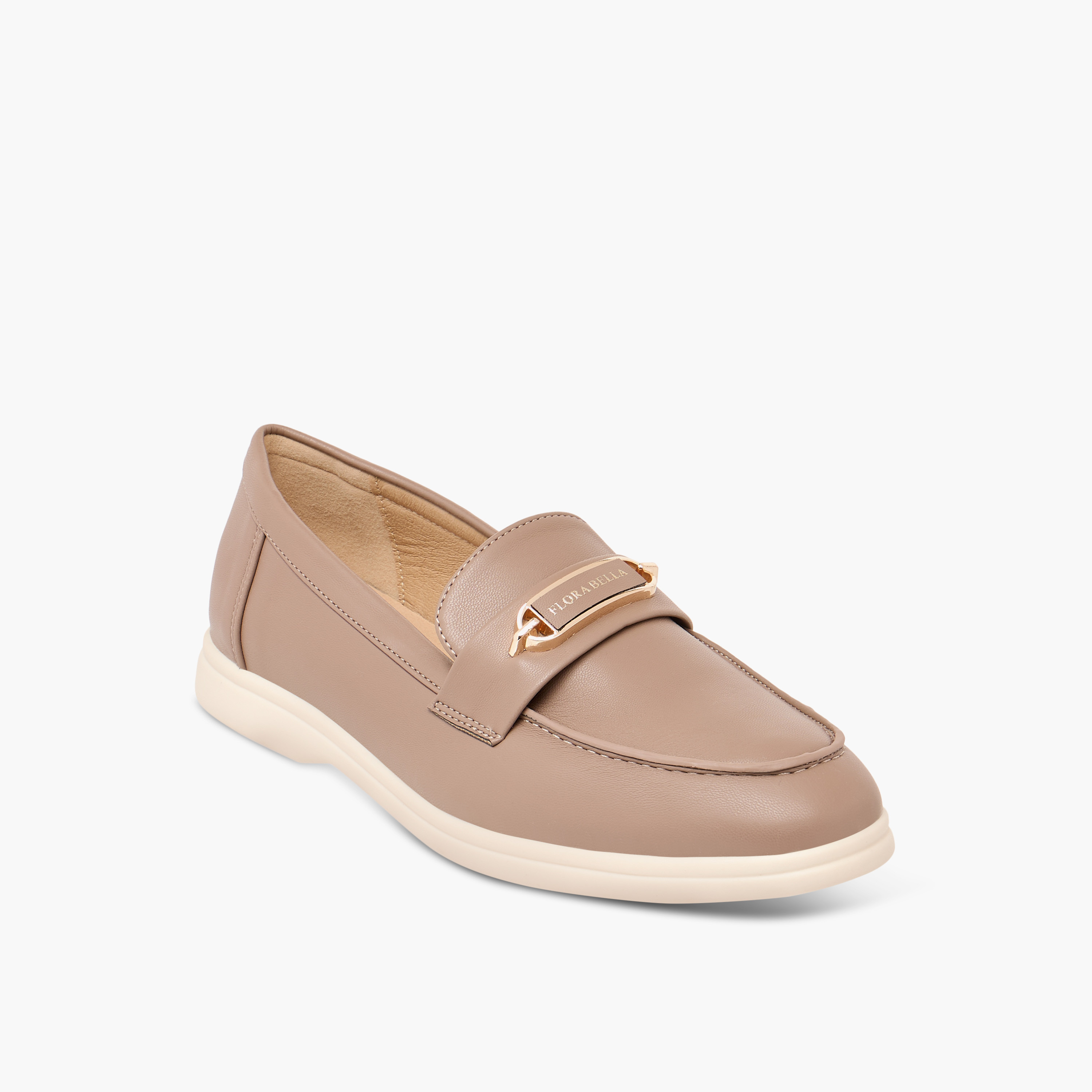 Flora Bella Solid Slip-On Loafers with Metallic Accent Detail-women-shoes-flats-loafers-image-7