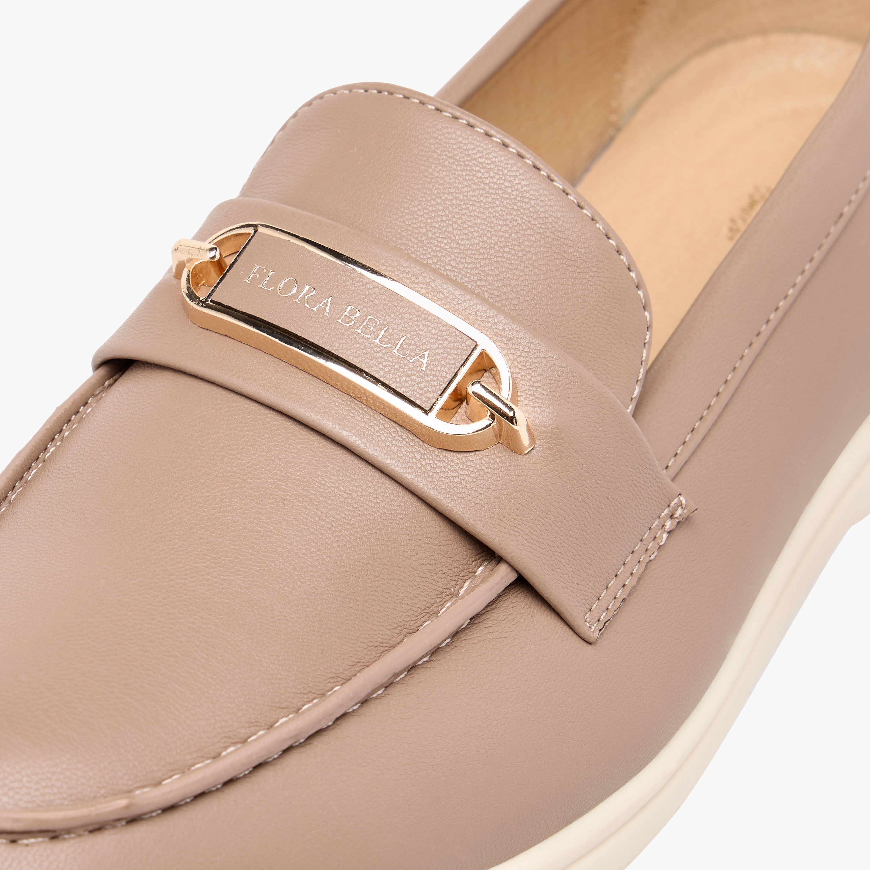 Flora Bella Solid Slip-On Loafers with Metallic Accent Detail-women-shoes-flats-loafers-image-9