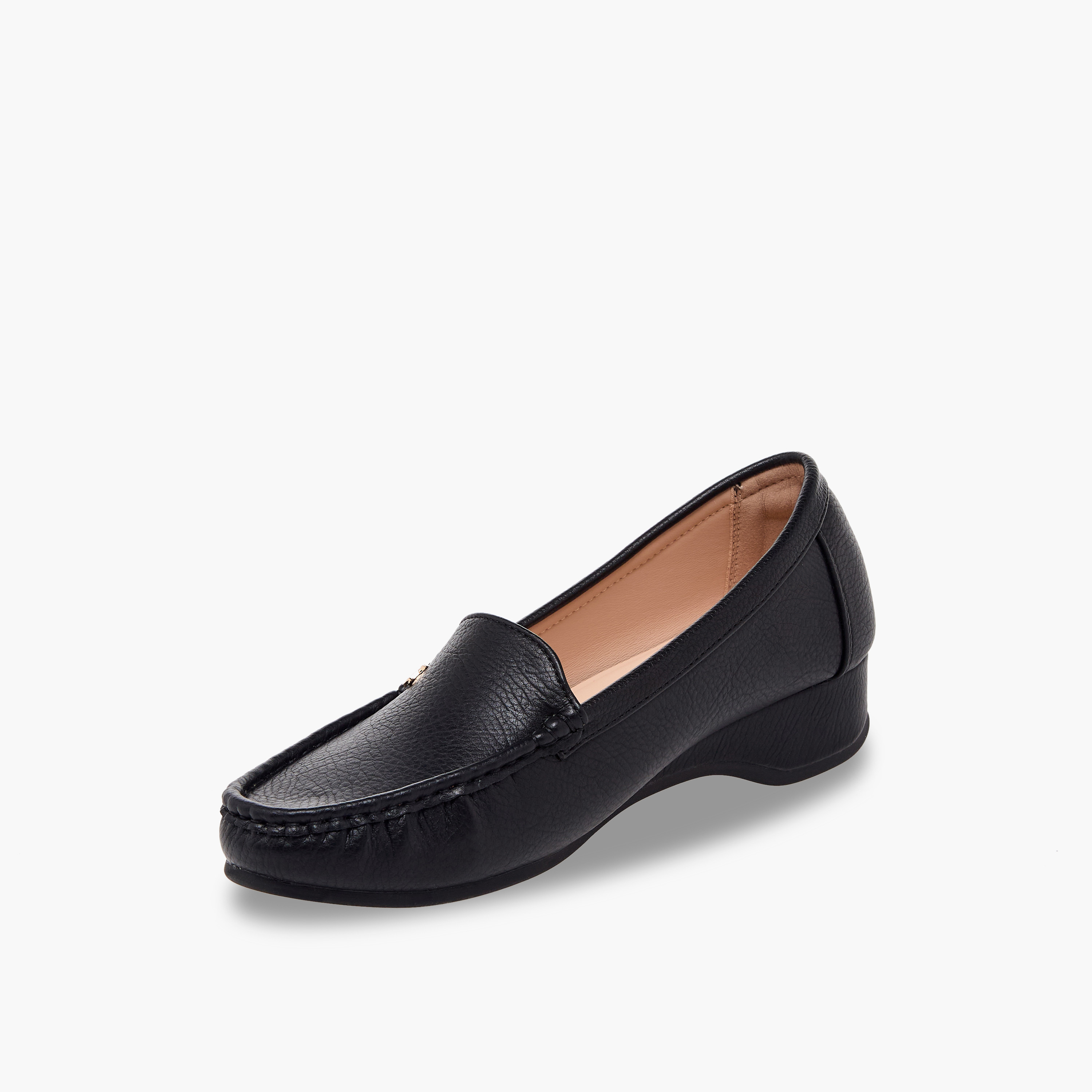 حذاء لوفر بارز الملمس بكعب ويدج للنساء من لو كونفورت-women-shoes-loafersandmoccasins-image-4