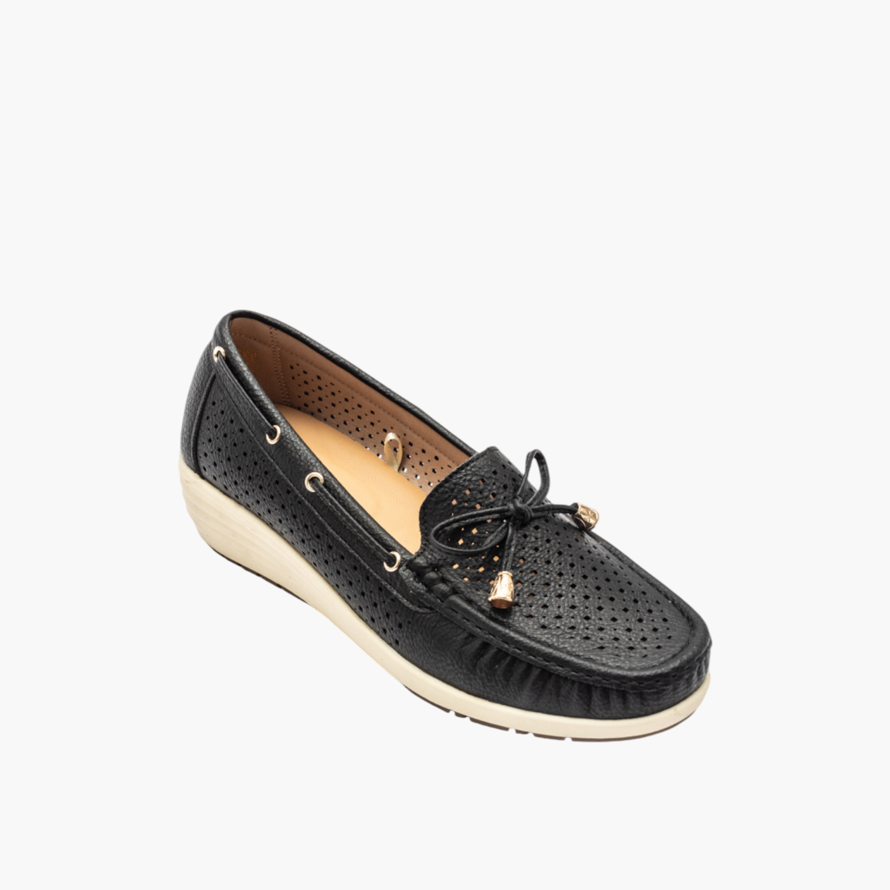 Le Confort Textured Slip-On Comfort Moccasins with Bow Detail-women-shoes-loafersandmoccasins-image-2