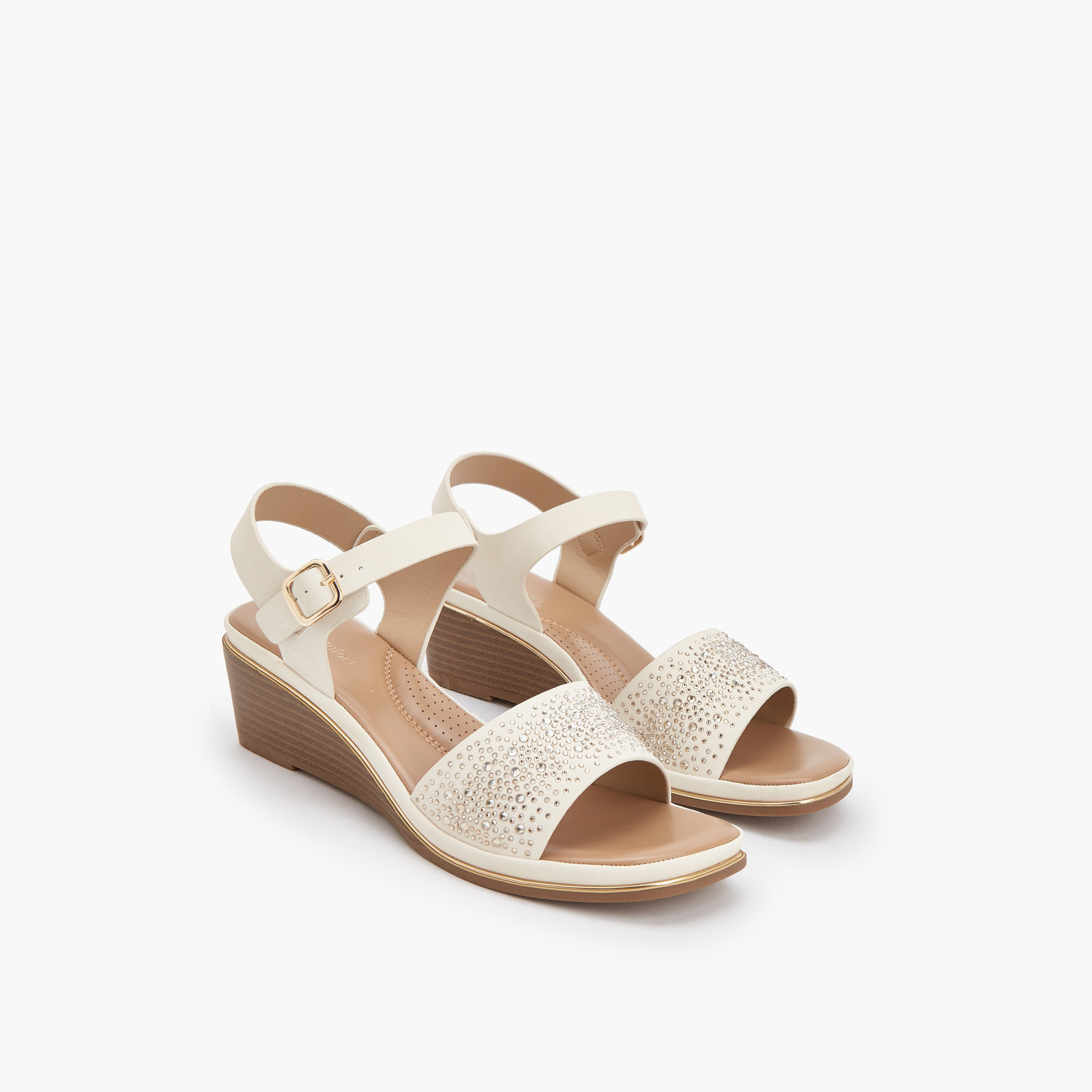 صندل بكعب ويدج بزينة راينستون للنساء من لو كونفورت-women-shoes-sandals-heeled-image-1