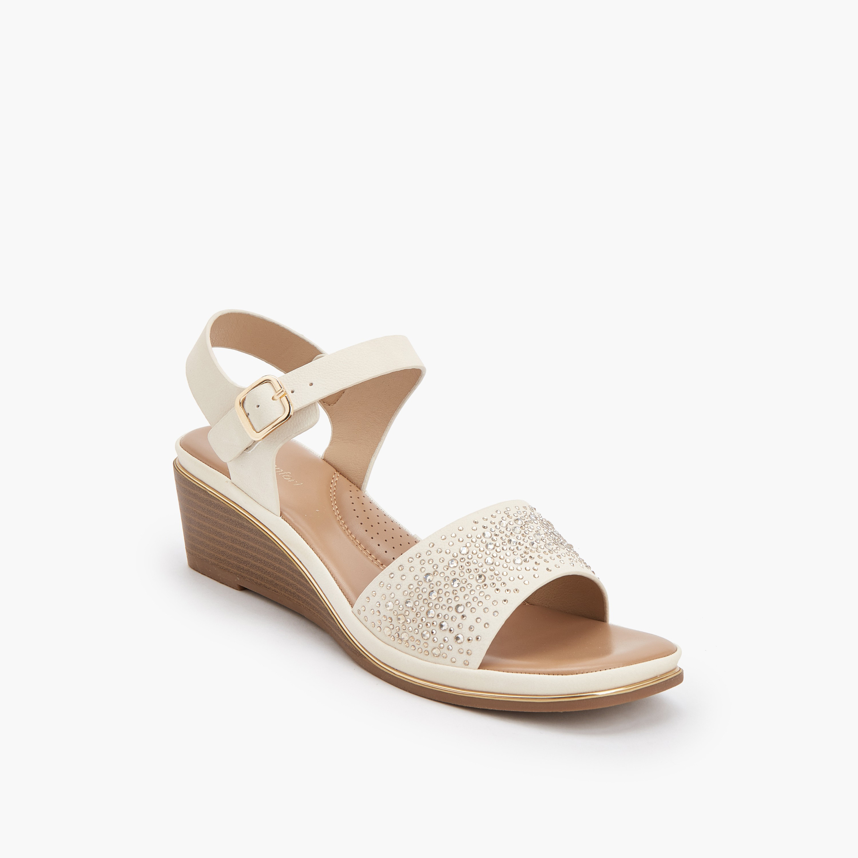 صندل بكعب ويدج بزينة راينستون للنساء من لو كونفورت-women-shoes-sandals-heeled-image-2