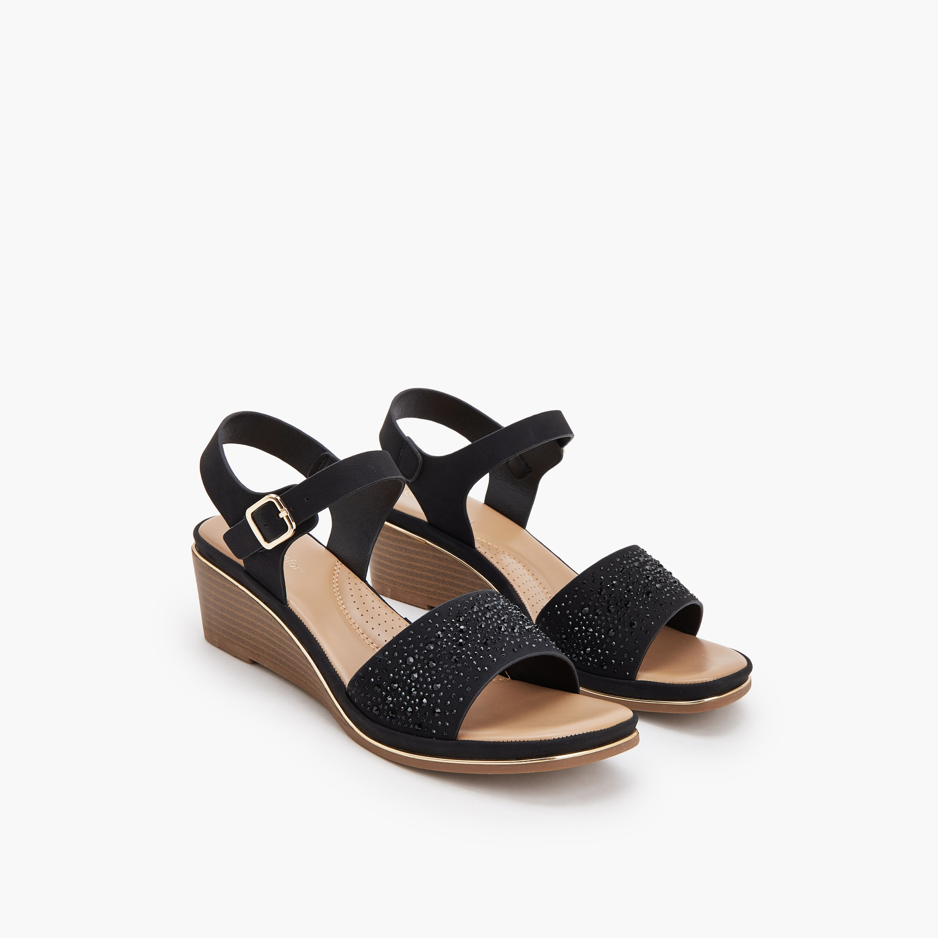 صندل بكعب ويدج بزينة راينستون للنساء من لو كونفورت-women-shoes-sandals-heeled-image-5