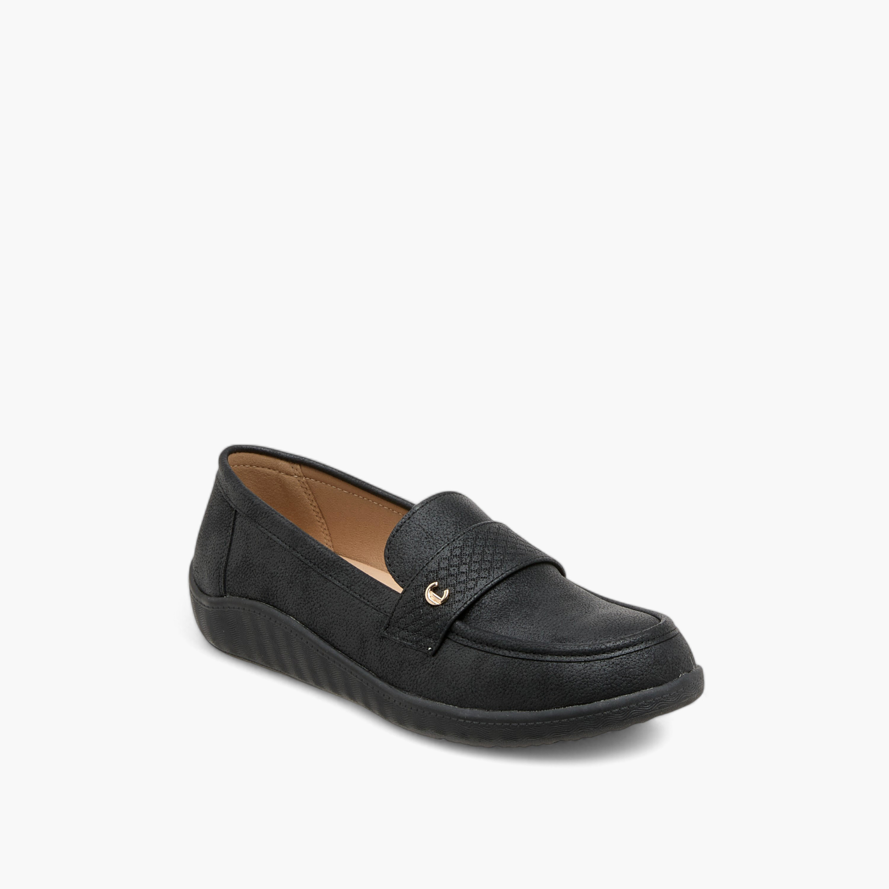 Le Confort Textured Slip-On Comfort Loafers with Metallic Trim-women-shoes-loafersandmoccasins-image-2