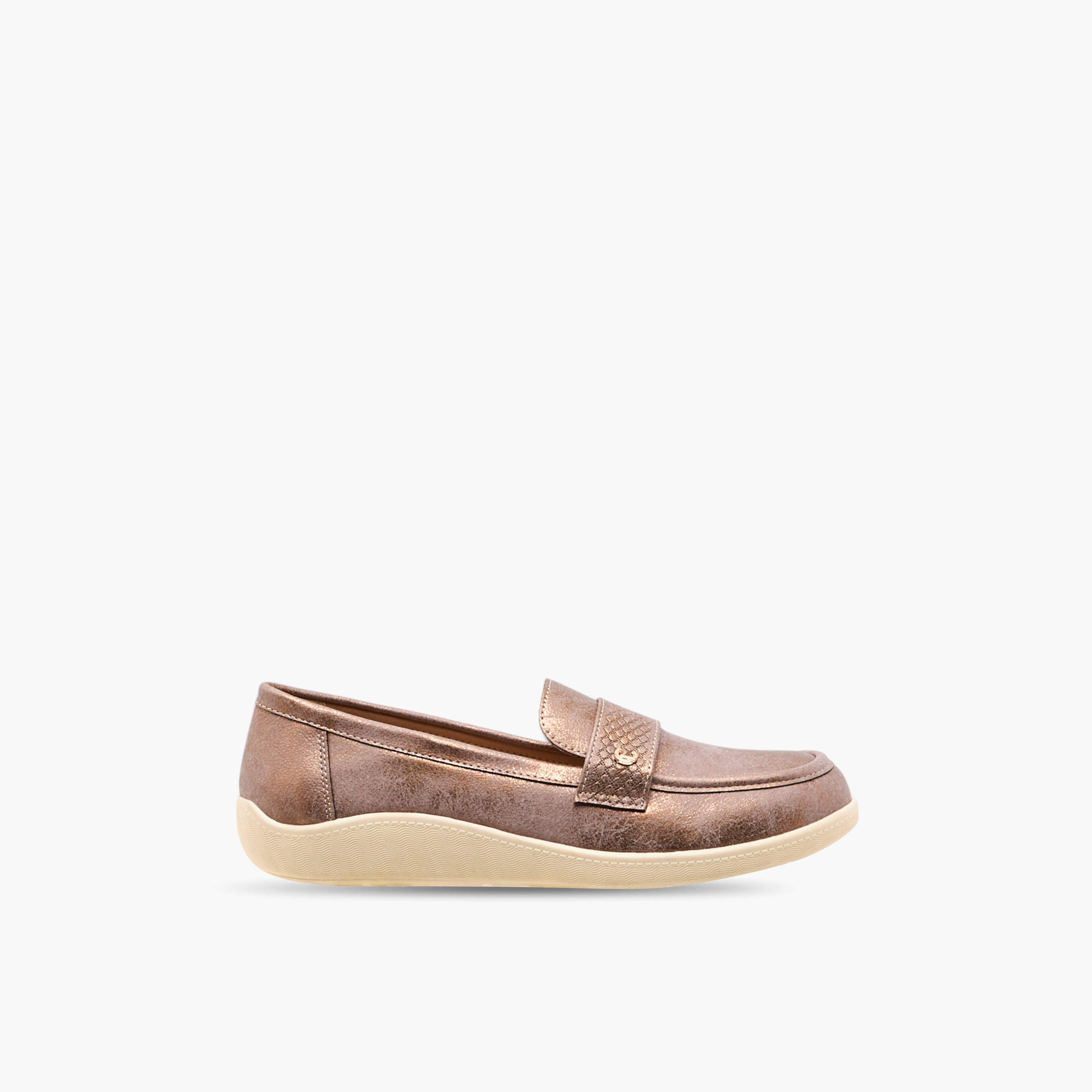 حذاء سهل الارتداء مريح بارز الملمس بتفاصيل ميتاليك من لو كونفورت-women-shoes-loafersandmoccasins-image-3