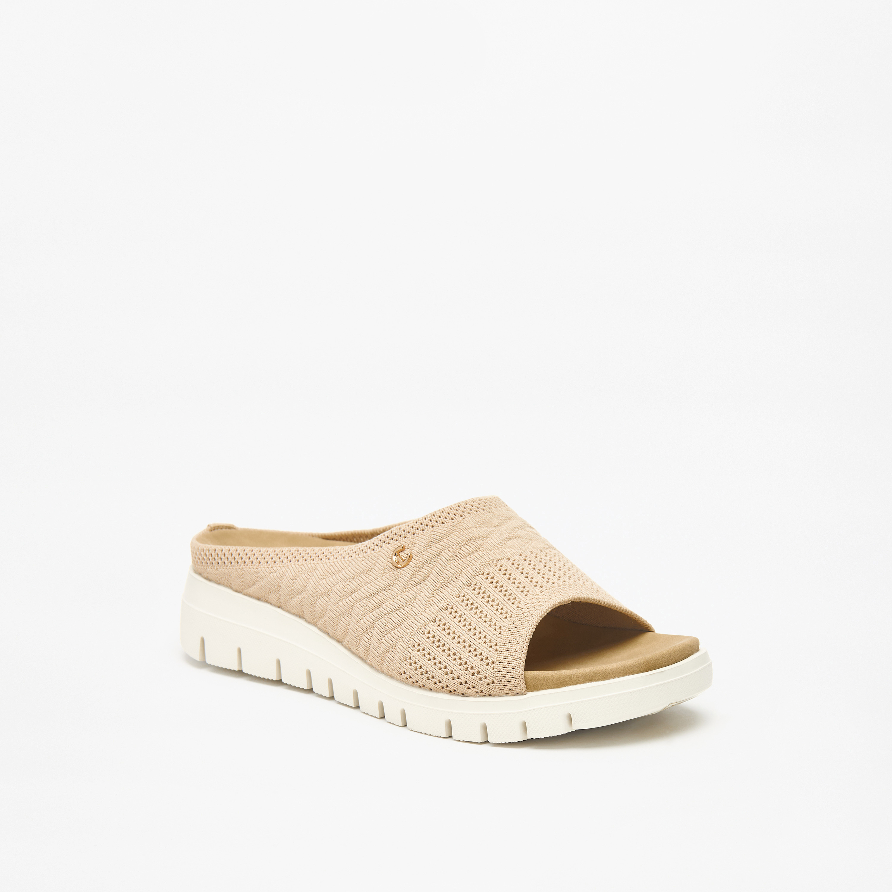 Le Confort Textured Slip-On Sandals with Flatform Heels-women-shoes-flats-sandals-image-1