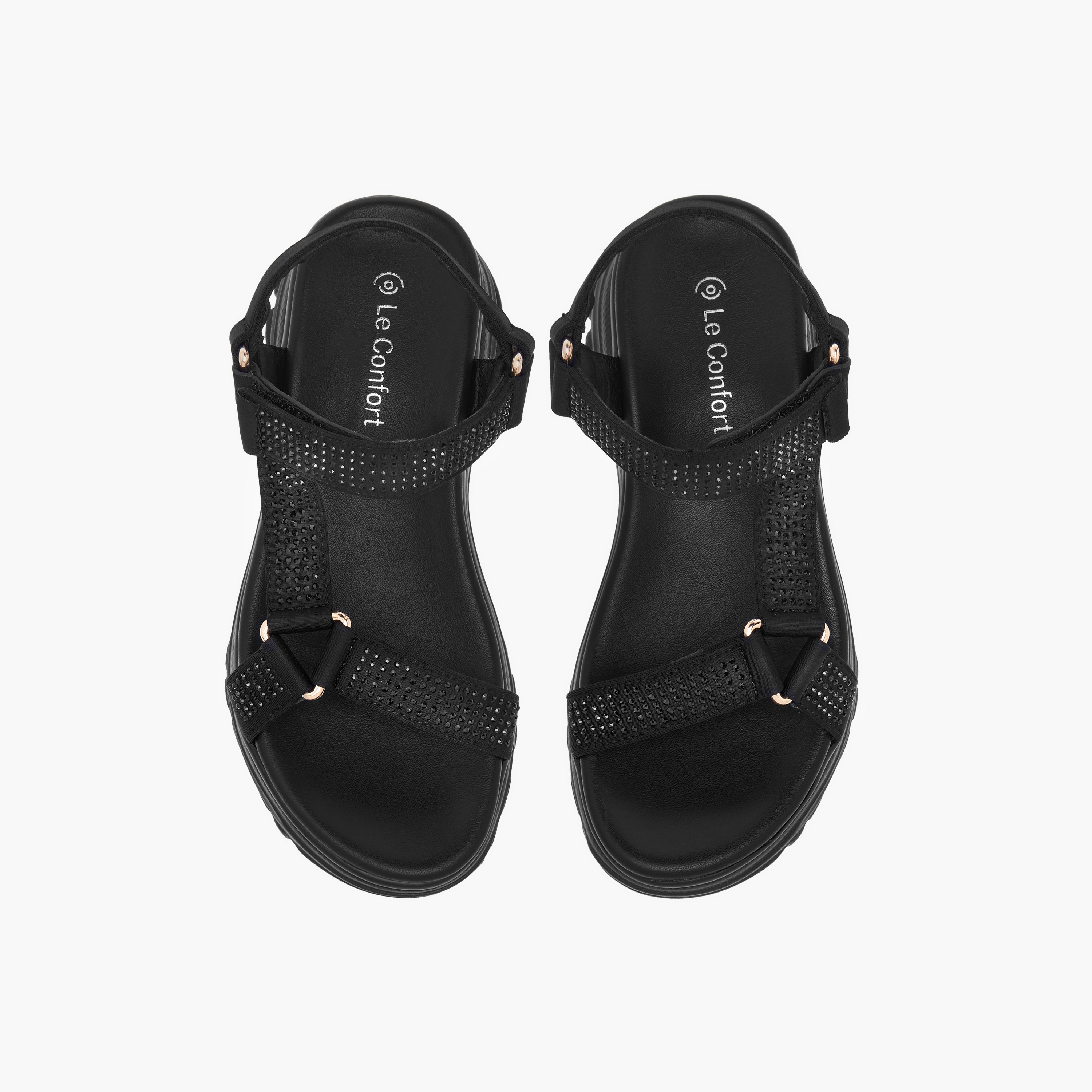 صندل مزيّن بنعل سميك وحزام وشريط إغلاق لاصق من لو كونفرت-girls-shoes-sandals-image-1
