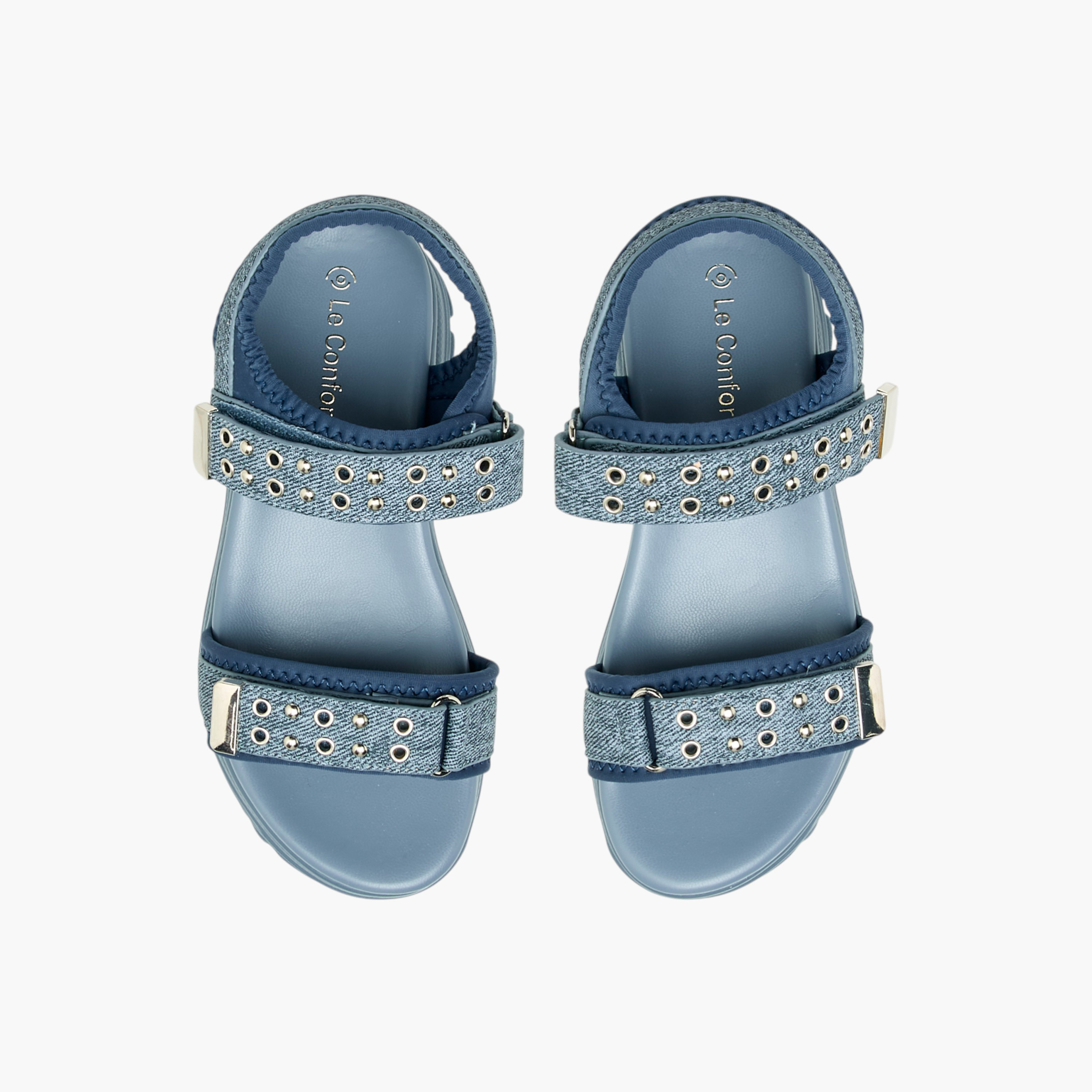 Le Confort Rivet Embellished Sandals with Hook and Loop Closure-girls-shoes-sandals-image-1