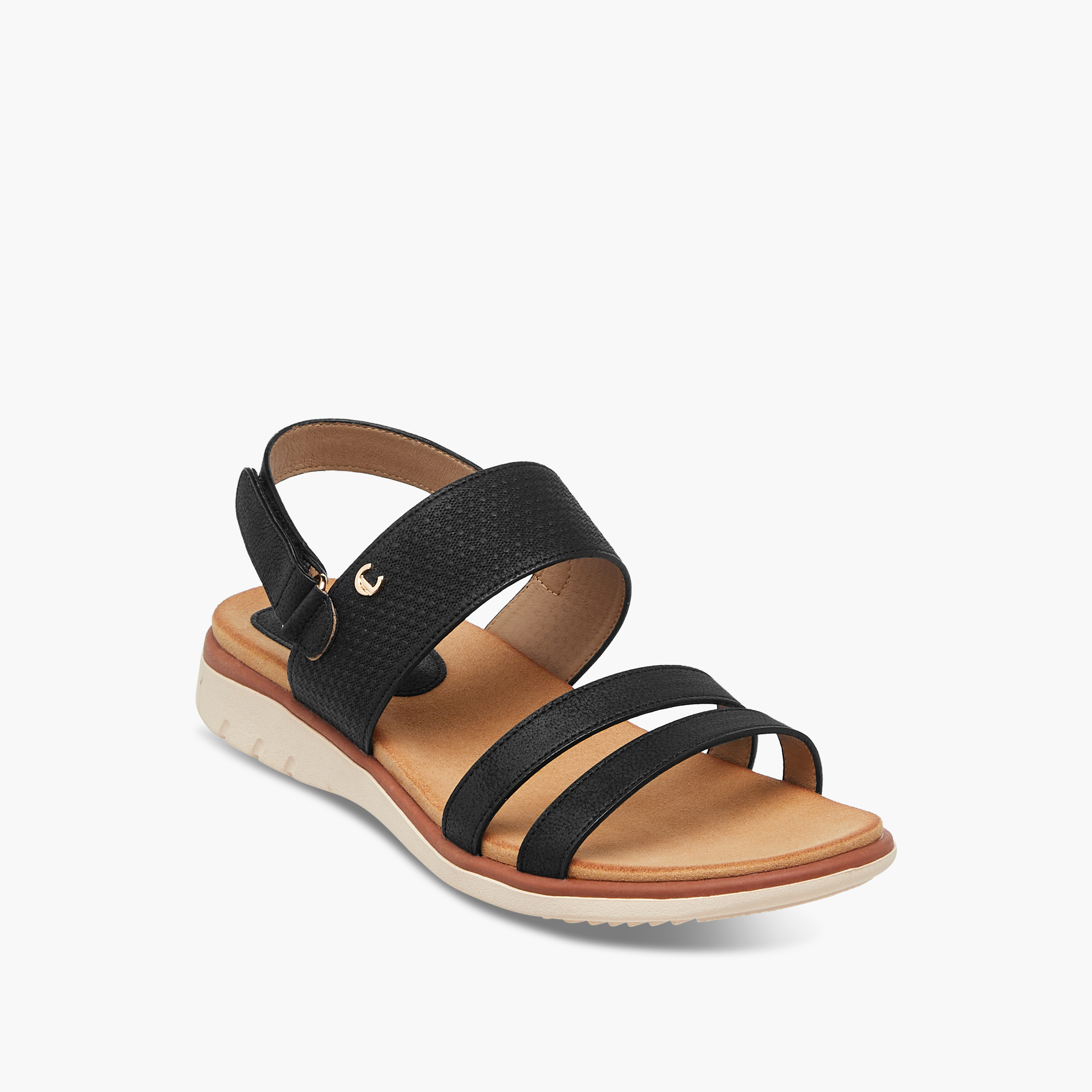 Le Confort Textured Comfort Sandals with Hook and Loop Closure-women-shoes-flats-sandals-image-2