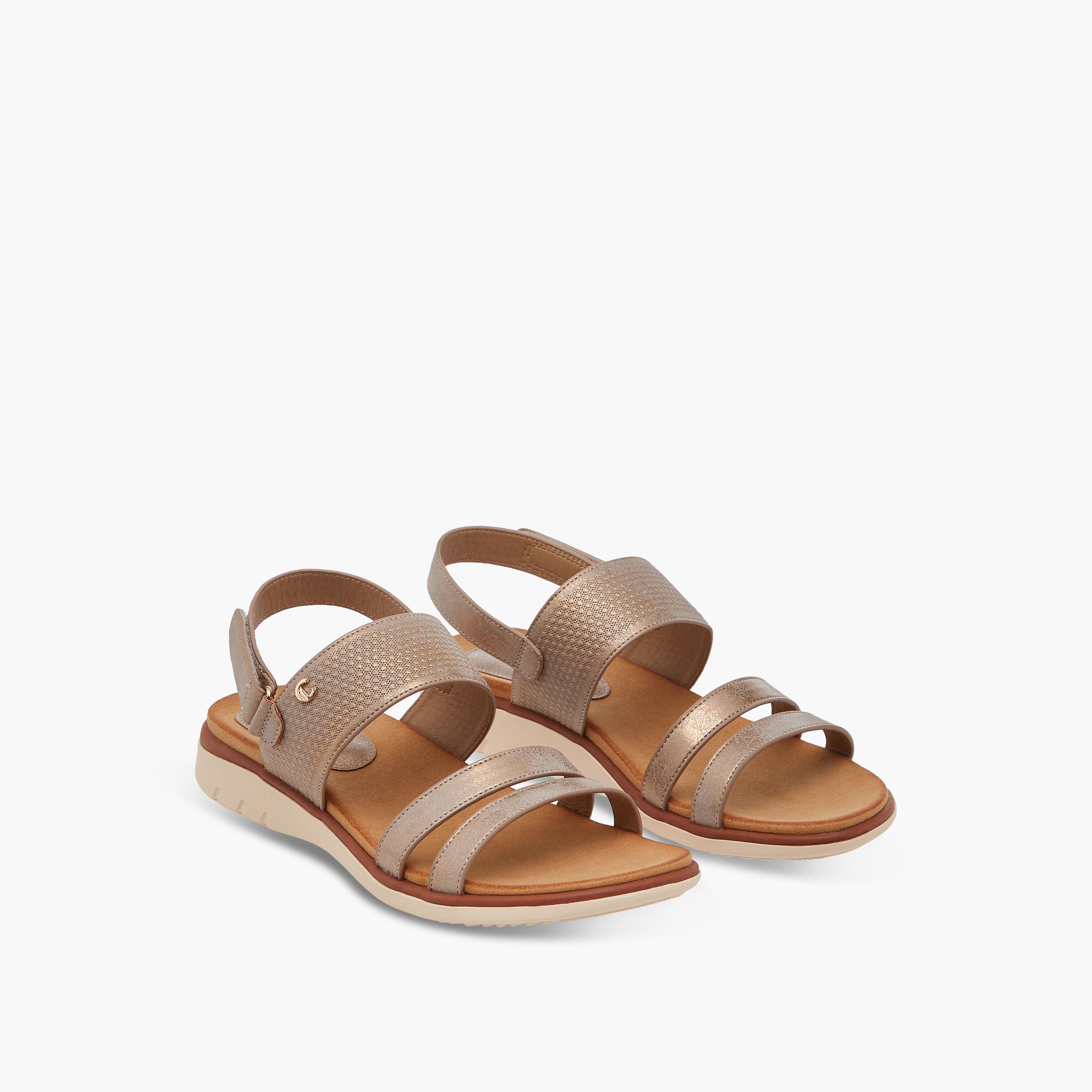 Le Confort Textured Comfort Sandals with Hook and Loop Closure-women-shoes-flats-sandals-image-1