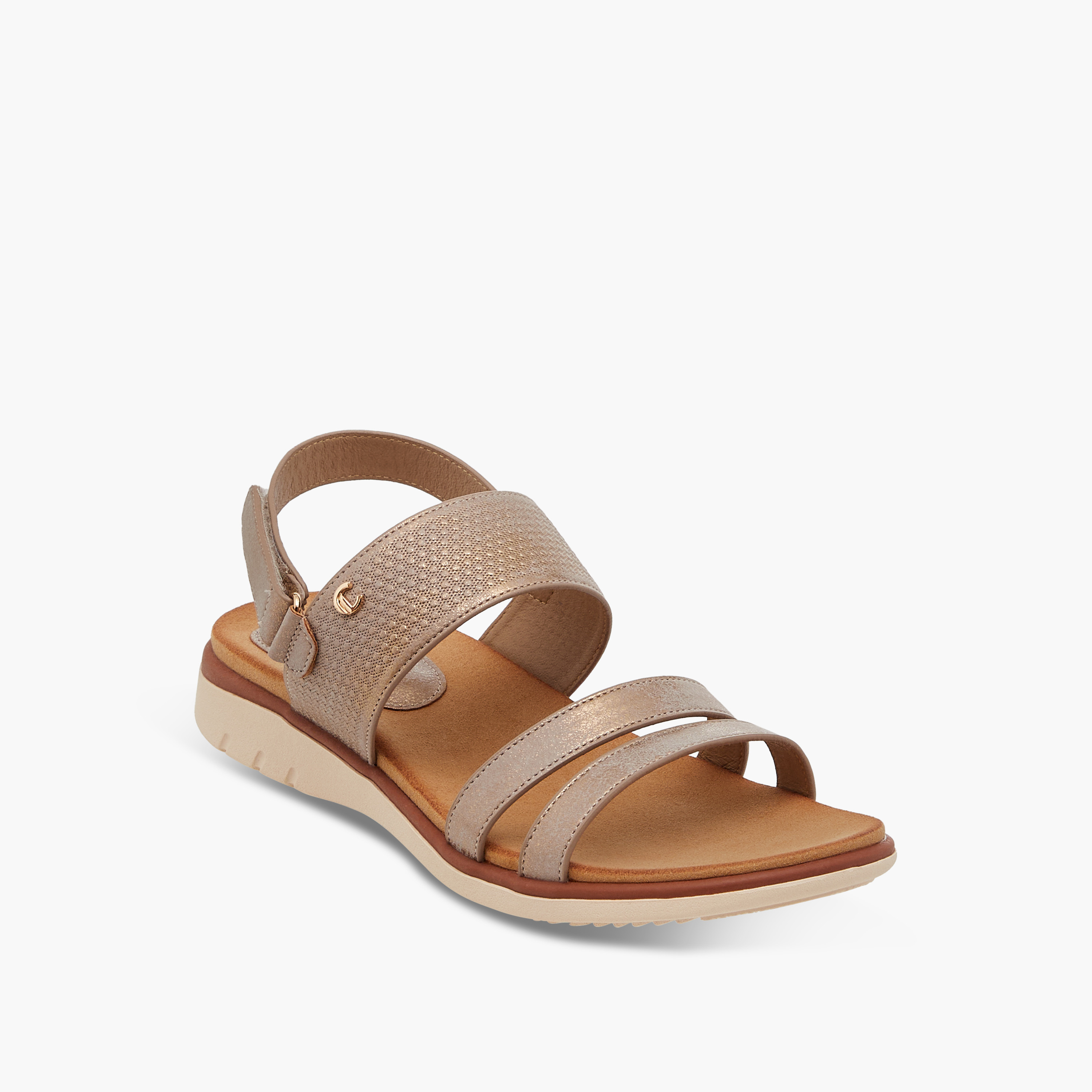 Le Confort Textured Comfort Sandals with Hook and Loop Closure-women-shoes-flats-sandals-image-2