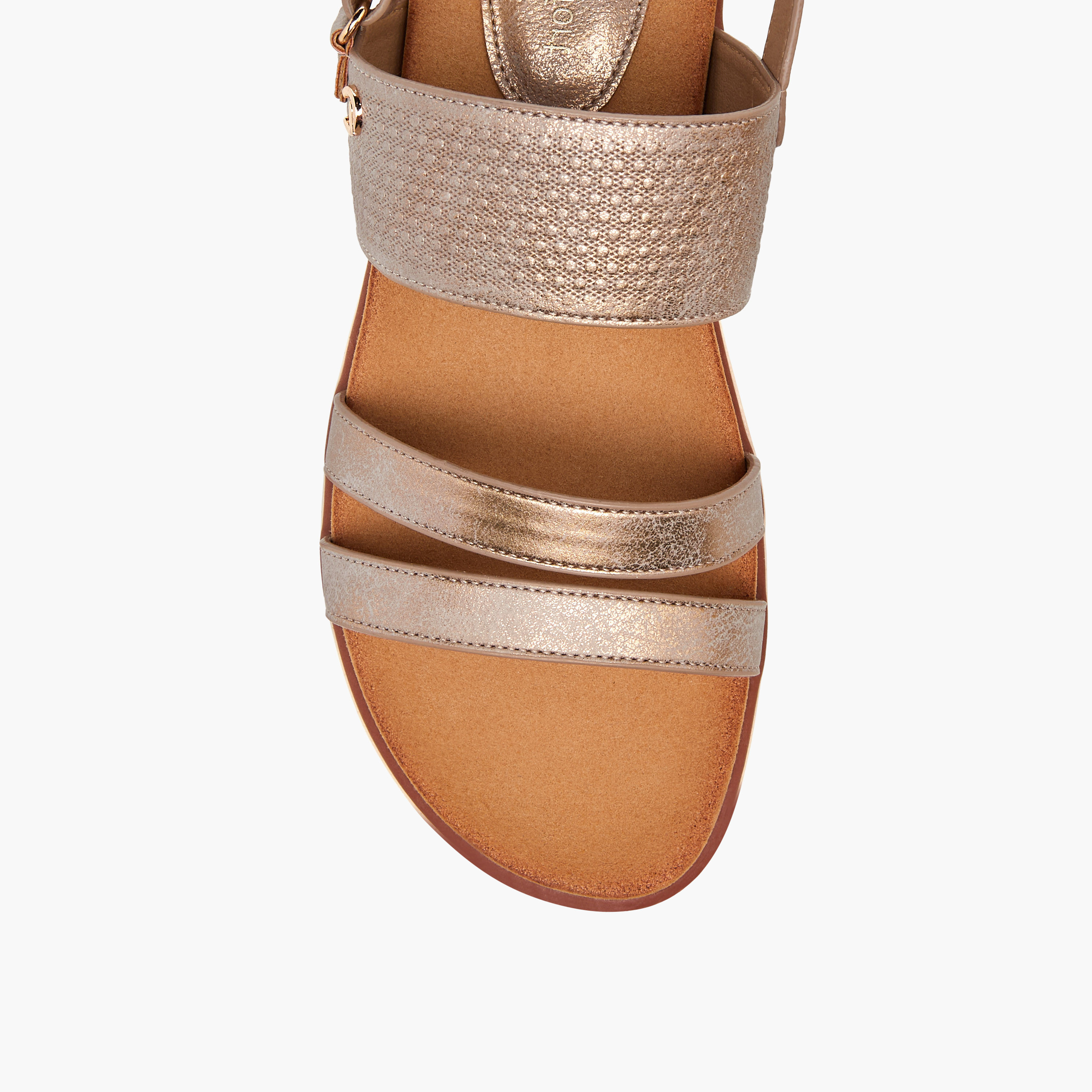 Le Confort Textured Comfort Sandals with Hook and Loop Closure-women-shoes-flats-sandals-image-4