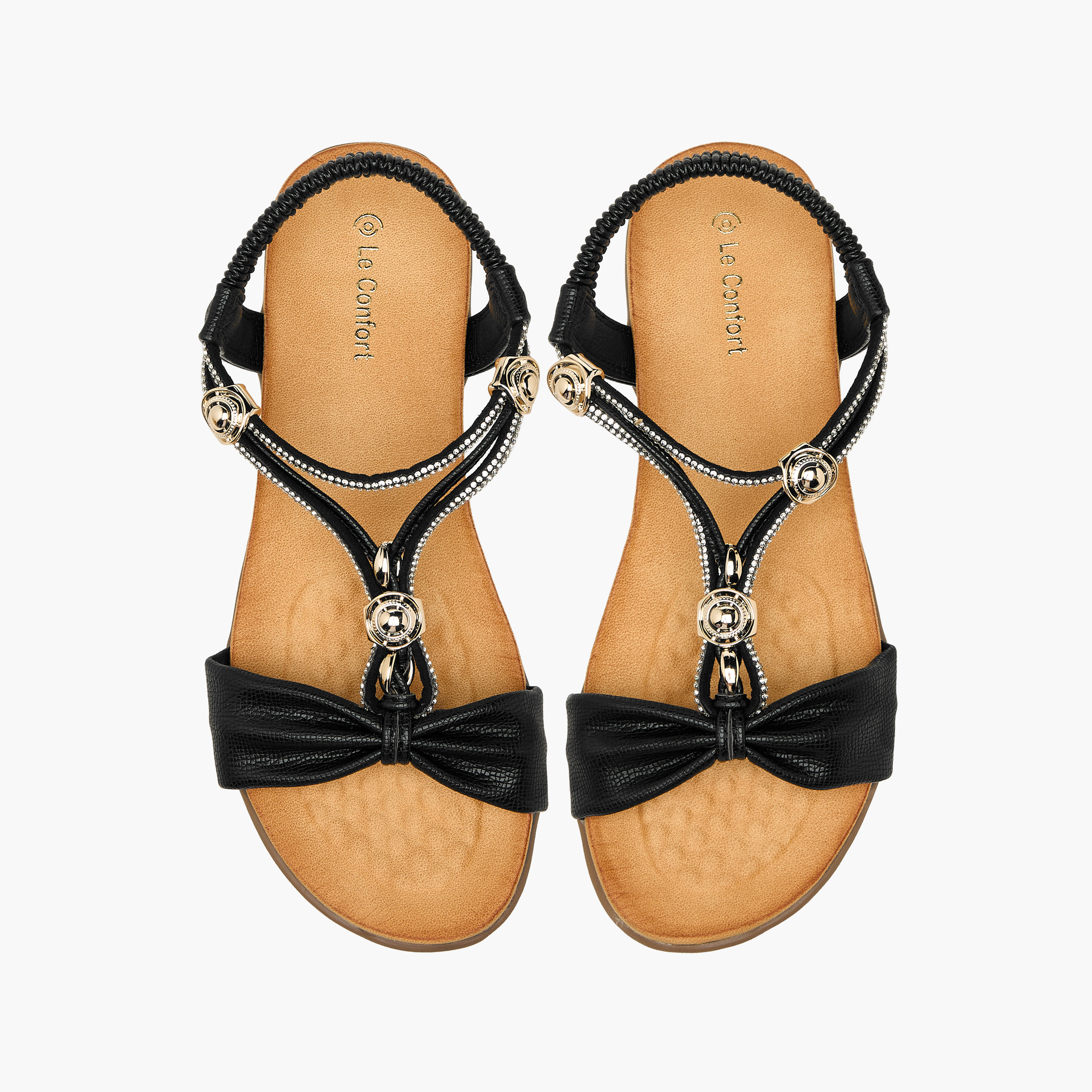 صندل بحزام بزينة ميتالك للنساء من لو كونفورت-women-shoes-flats-sandals-image-1