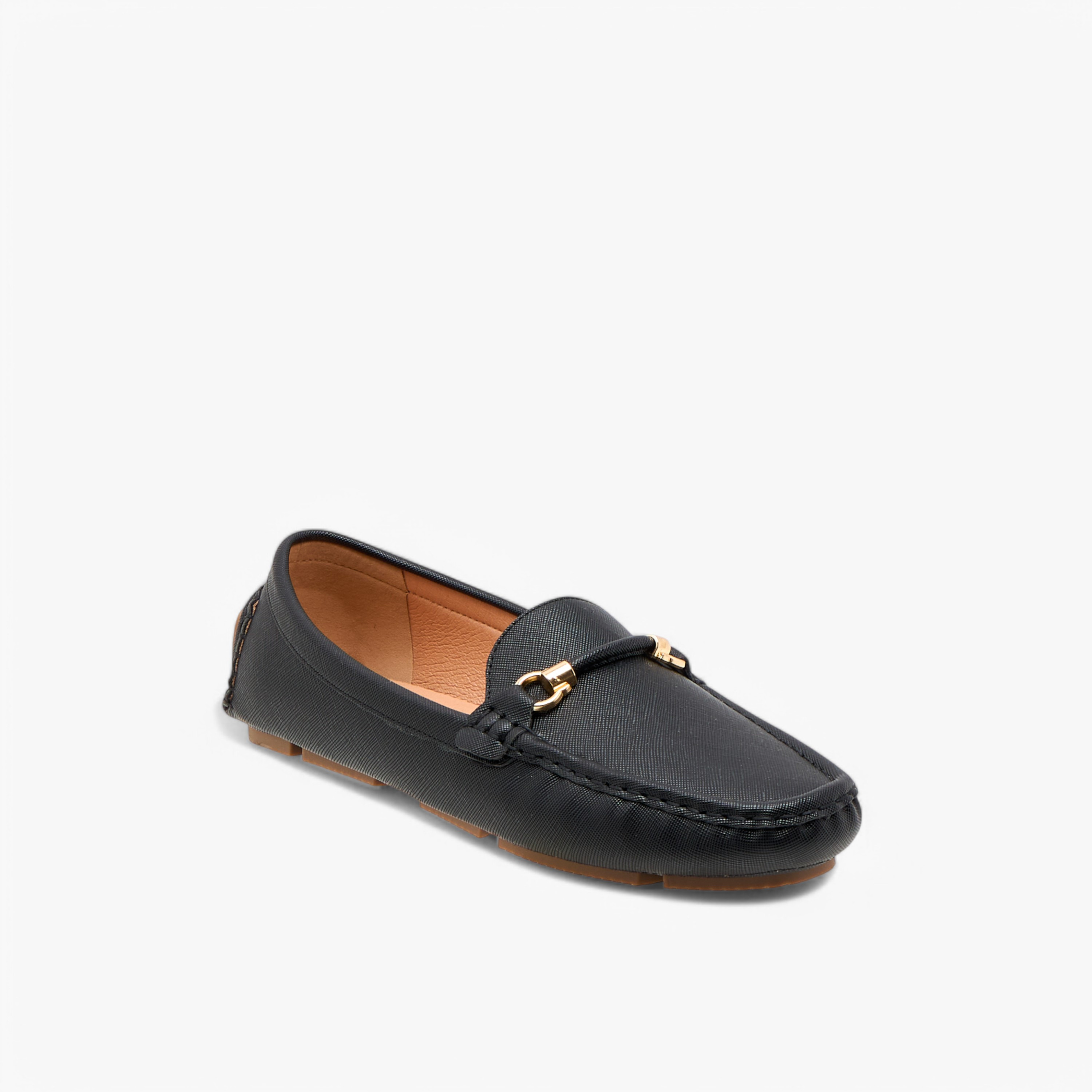 حذاء سهل الارتداء مريح بارز الملمس بتفاصيل معدنية من لو كونفورت-women-shoes-flats-loafers-image-2