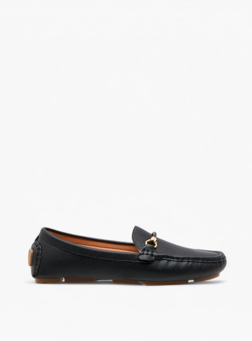 حذاء سهل الارتداء مريح بارز الملمس بتفاصيل معدنية من لو كونفورت-women-shoes-flats-loafers-image-3