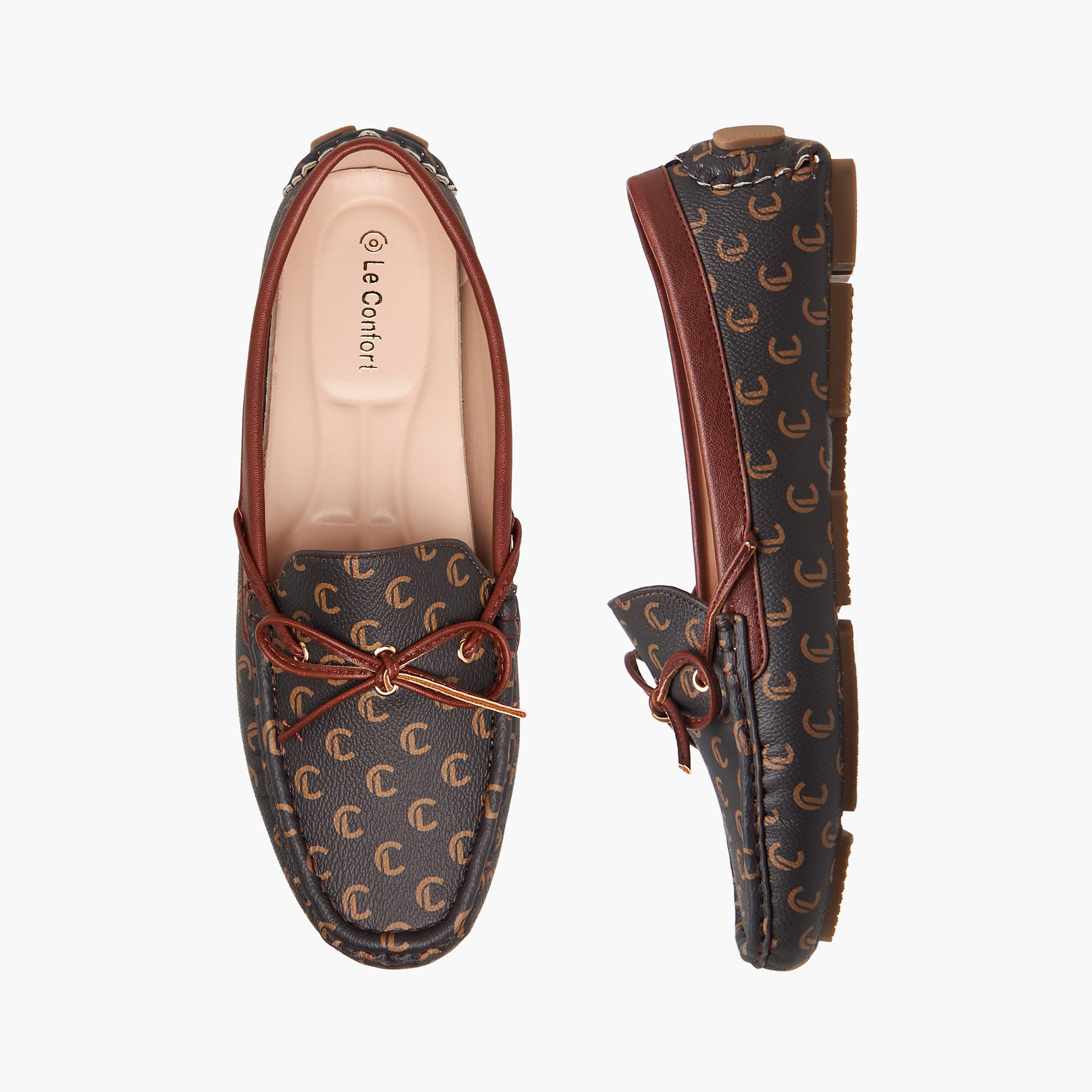 Le Confort Women Monogram Print Moccasins-women-shoes-loafersandmoccasins-image-1