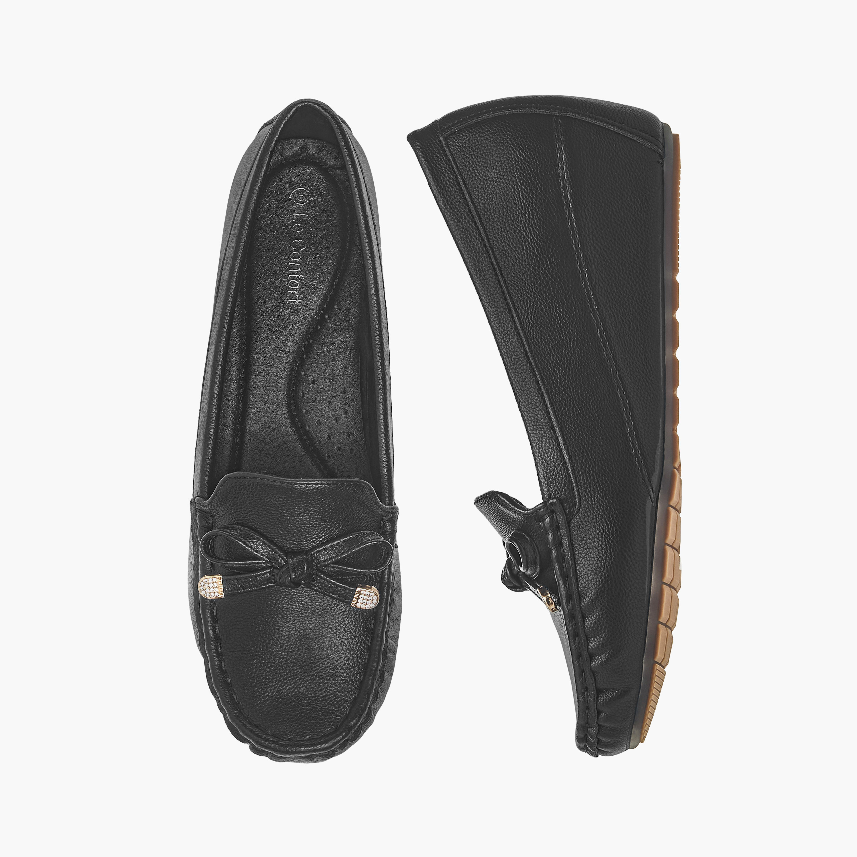 حذاء سهل الارتداء بزينة فيونكة وكعب ويدج من لو كونفورت-women-shoes-loafersandmoccasins-image-6