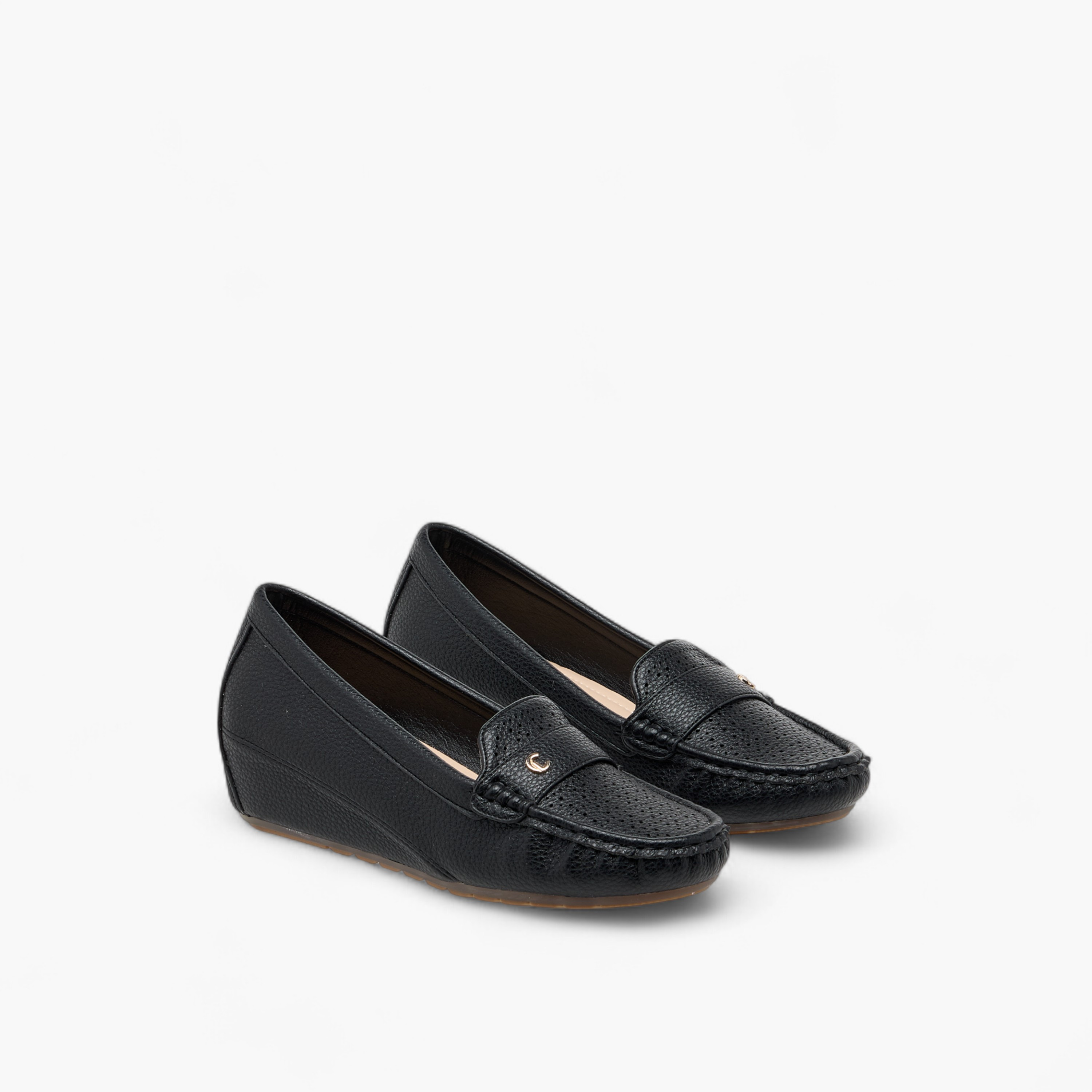 حذاء سهل الارتداء وبارز الملمس بكعب ويدج من لو كونفورت-women-shoes-heels-image-1