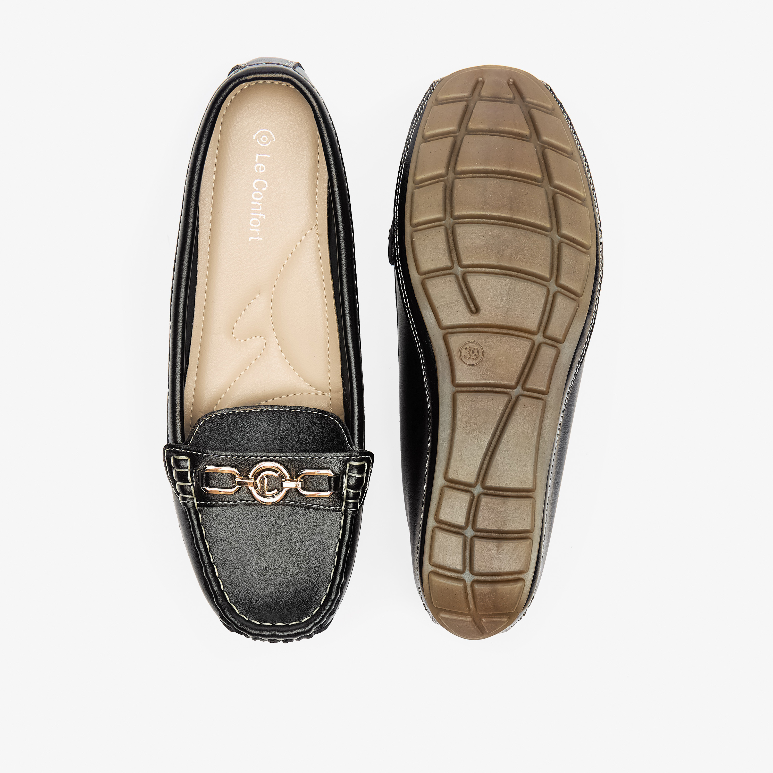 حذاء مريح بكعب ويدج وزينة معدنية من لو كونفورت-women-shoes-loafersandmoccasins-image-3