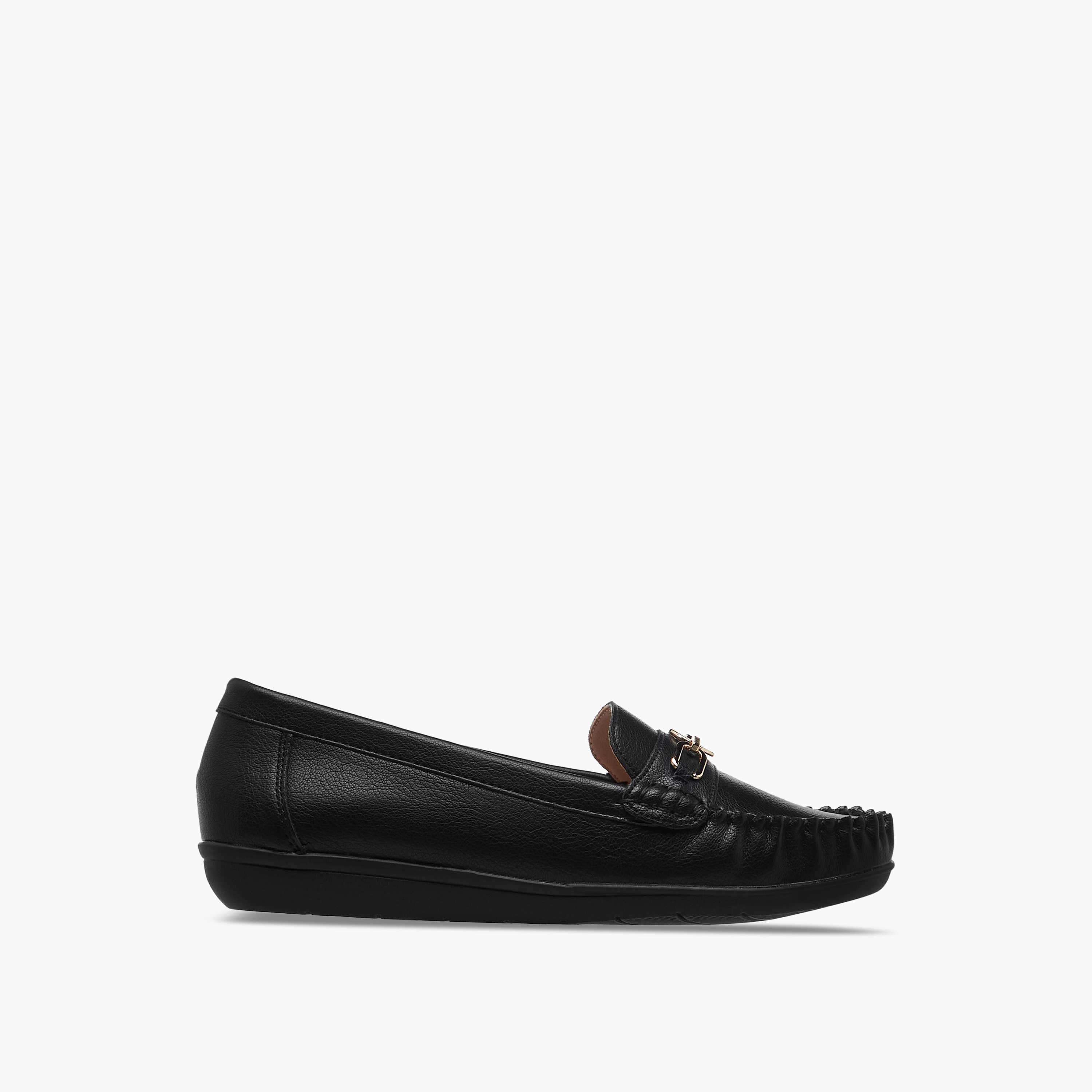 حذاء سهل الارتداء سادة مريح بزينة معدن من لو كونفورت-women-shoes-loafersandmoccasins-image-3
