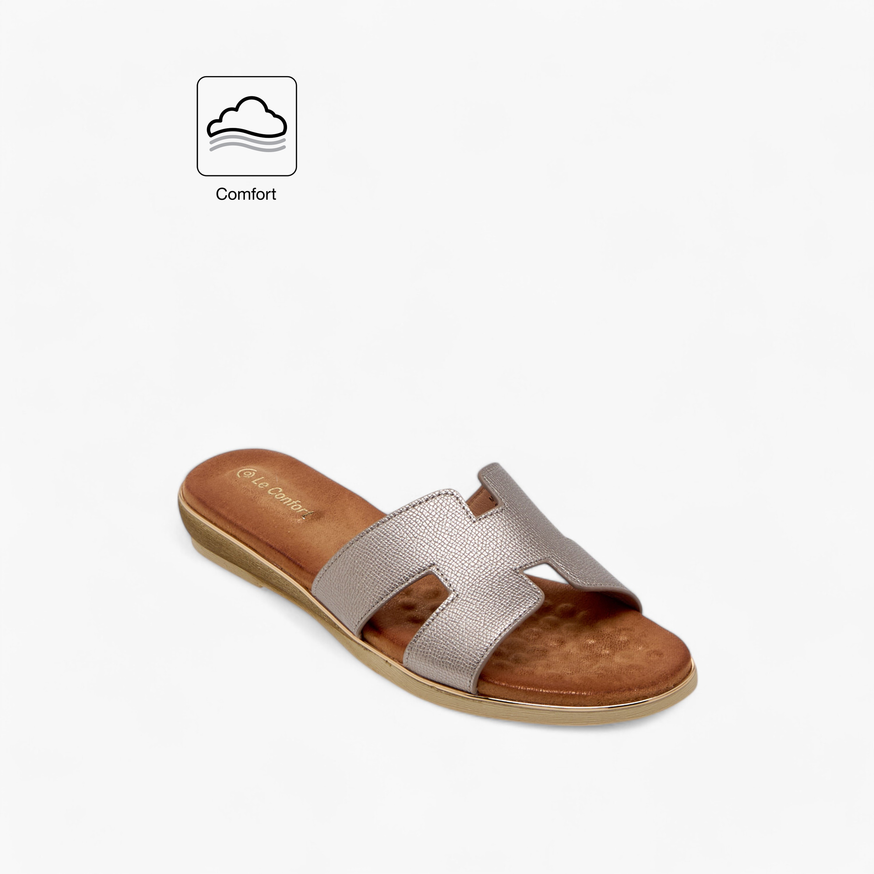 صندل مريح سهل الارتداء بتفاصيل مفرغة من لو كونفورت-women-shoes-flats-sandals-image-2