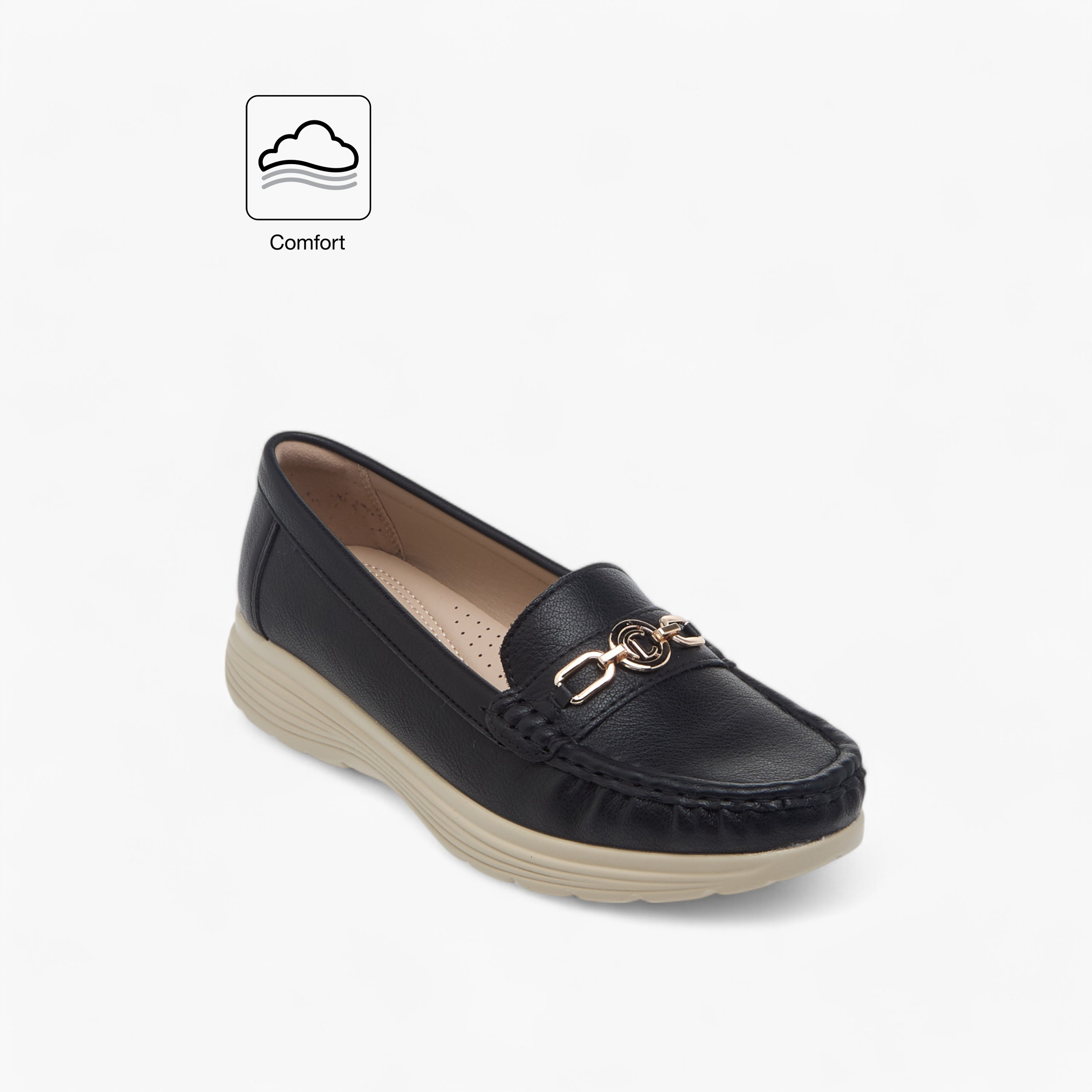 حذاء سهل الارتداء مريح بزينة معدنية من لو كونفورت-women-shoes-loafersandmoccasins-image-2