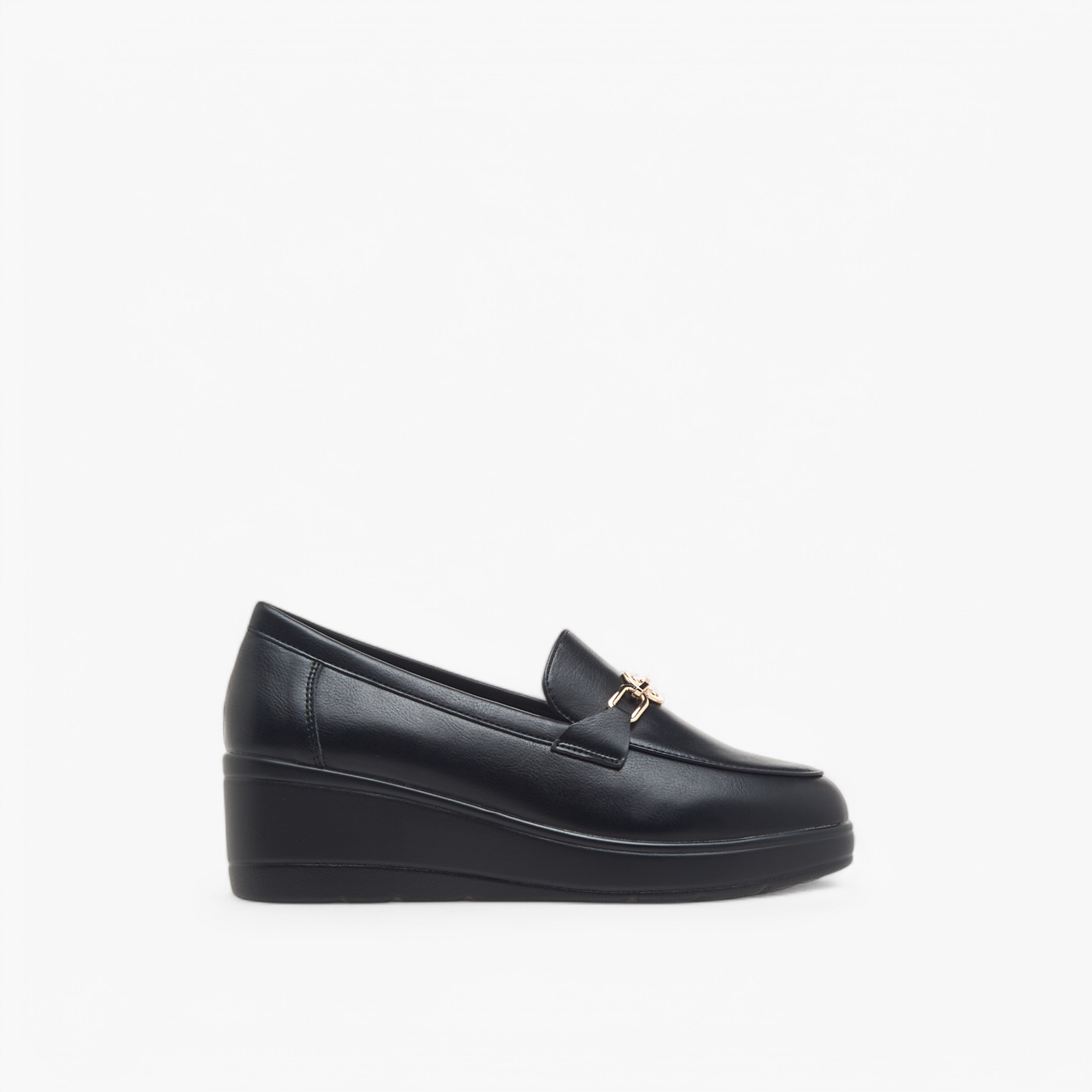 حذاء سهل الارتداء مريح بكعب ويدج وزينة معدن من لو كونفورت-women-shoes-loafersandmoccasins-image-9