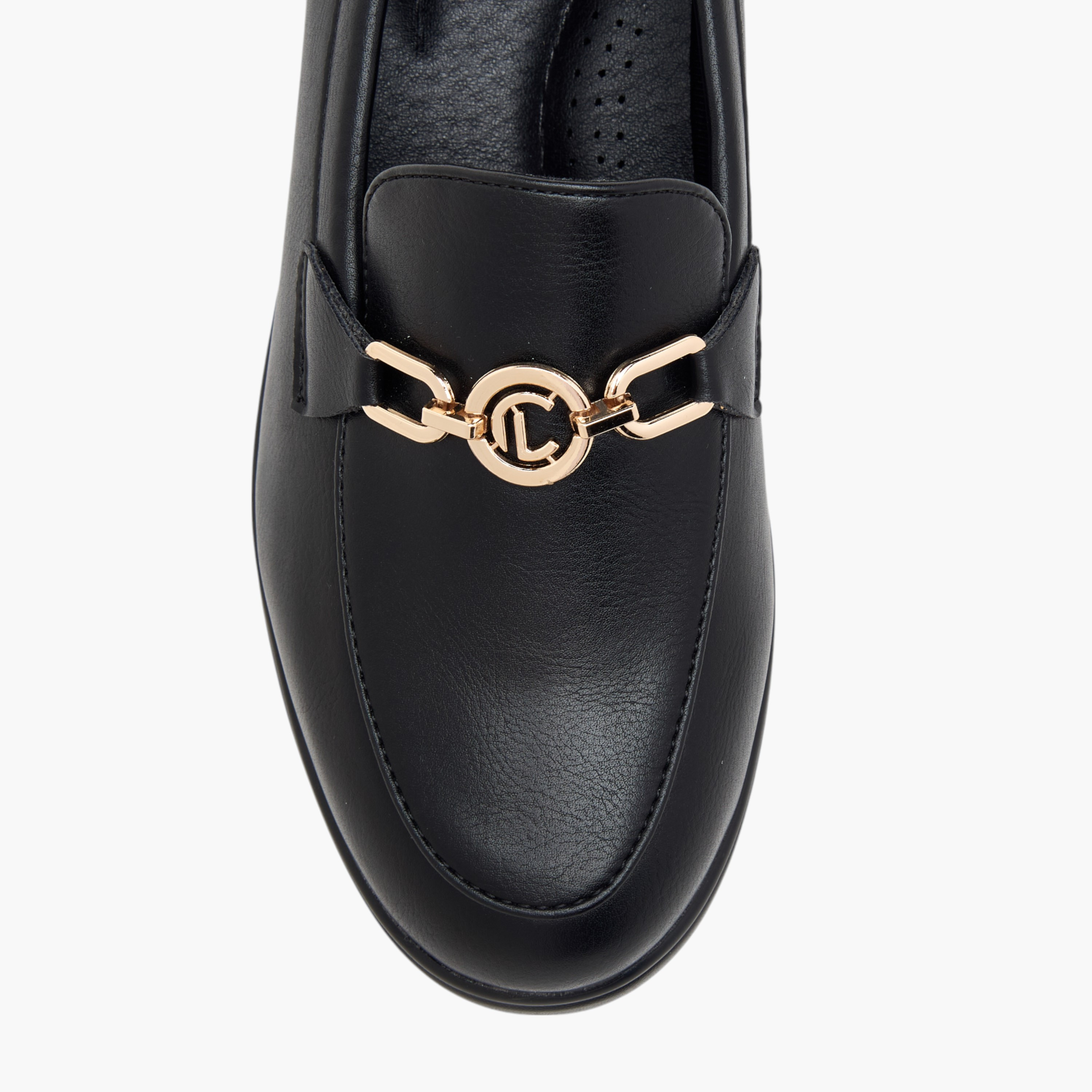 حذاء سهل الارتداء مريح بكعب ويدج وزينة معدن من لو كونفورت-women-shoes-loafersandmoccasins-image-10