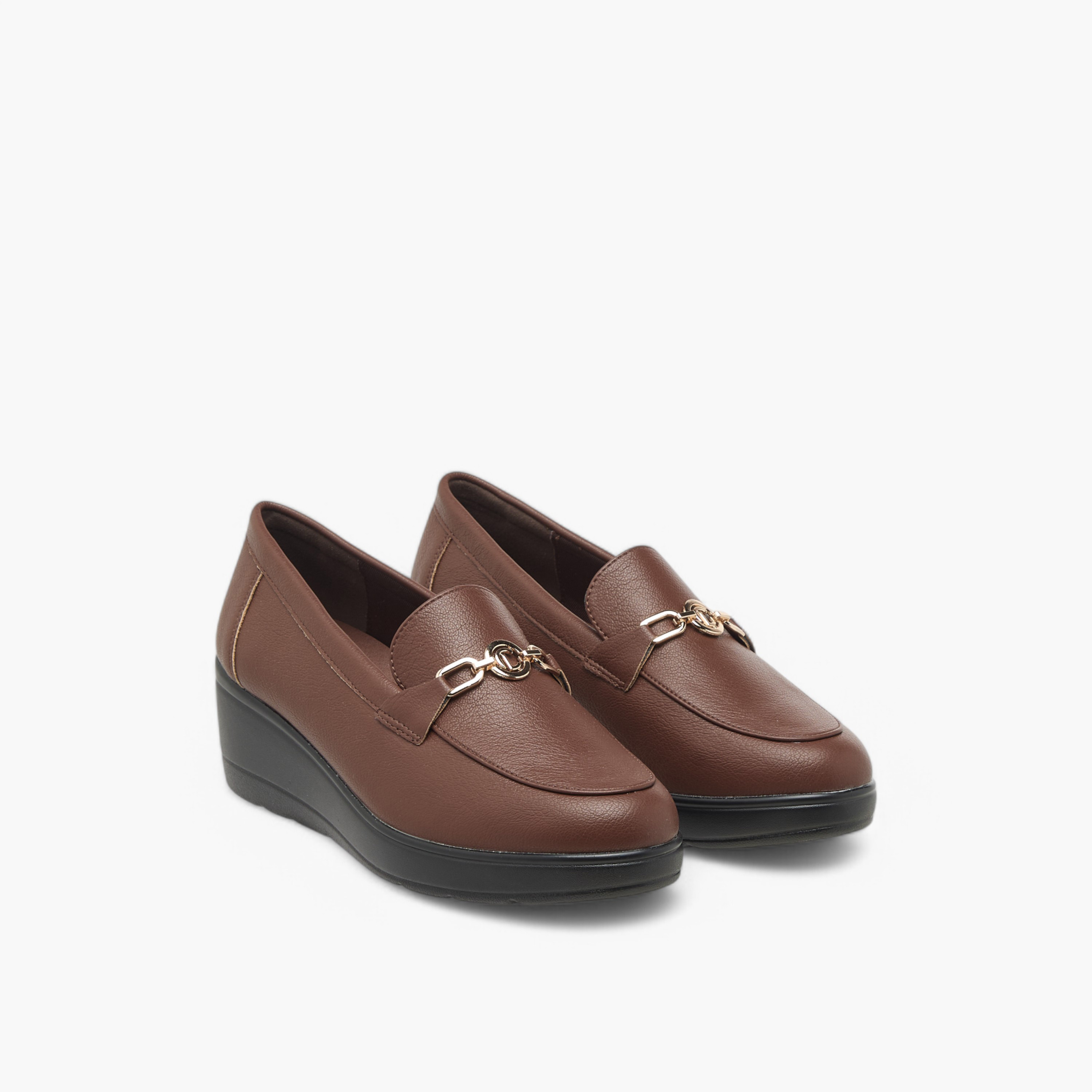 Le Confort Metal Accent Slip-On Comfort Loafers with Wedge Heels-women-shoes-loafersandmoccasins-image-1